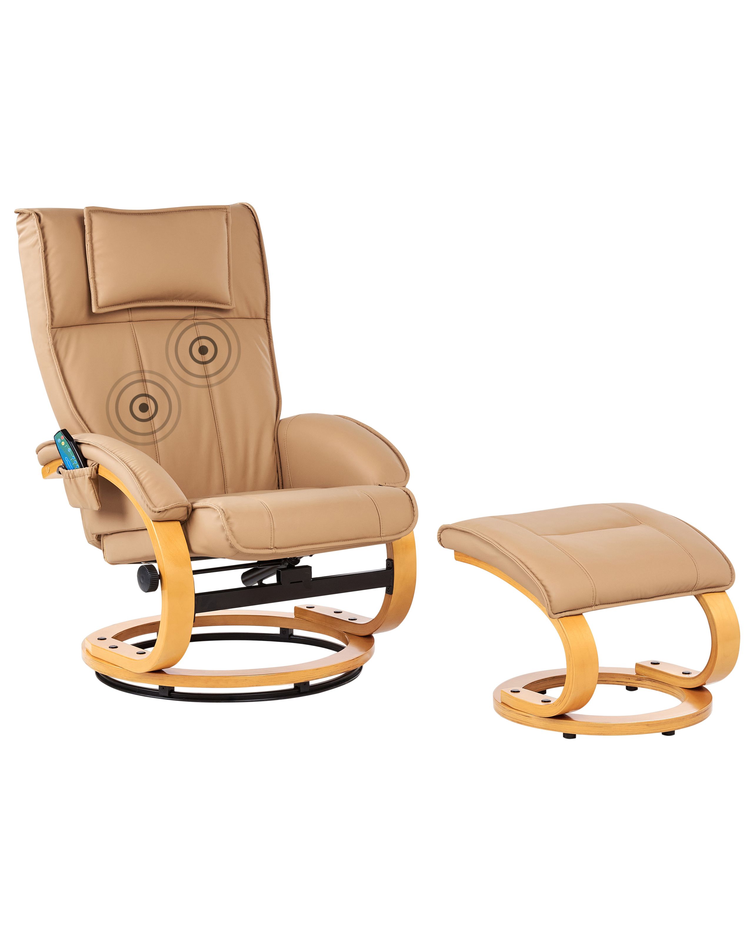 Massage Chair MAJESTIC with Footstool Faux Leather Light Brown
