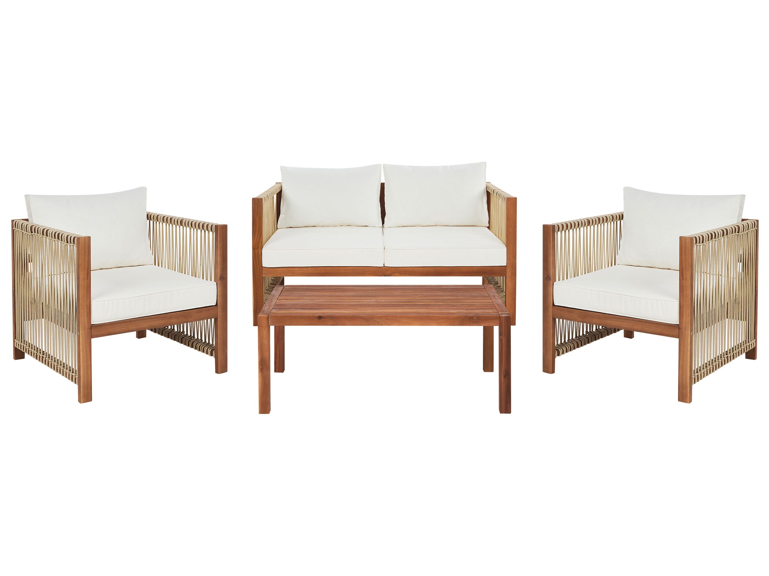 Garden Lounge Set with Table 4 Seater ANTRIA Acacia Wood Beige