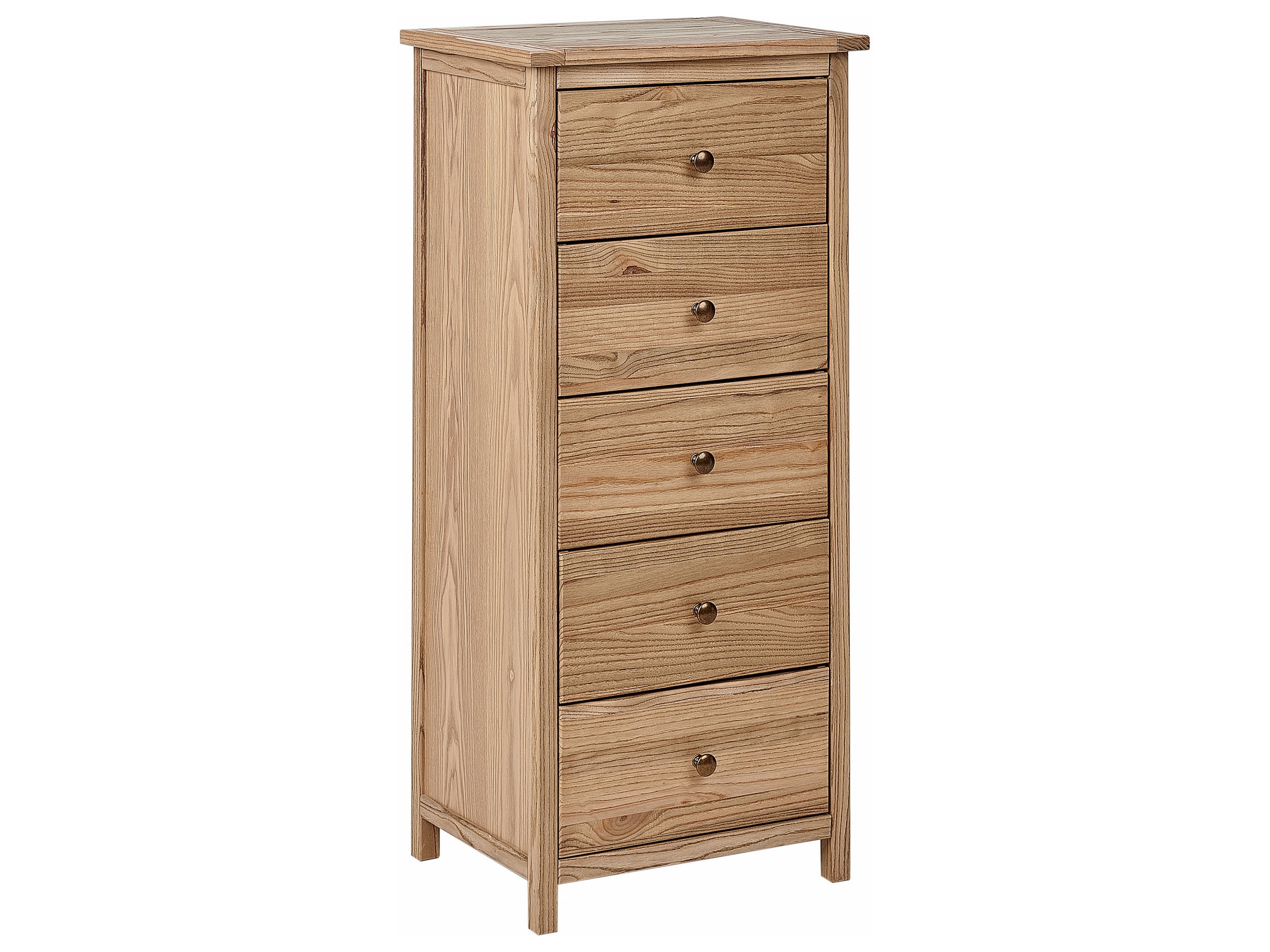 SENTA Oak Finish Chest of Drawers - Tallboy, Medium-sized, 5 Drawers
