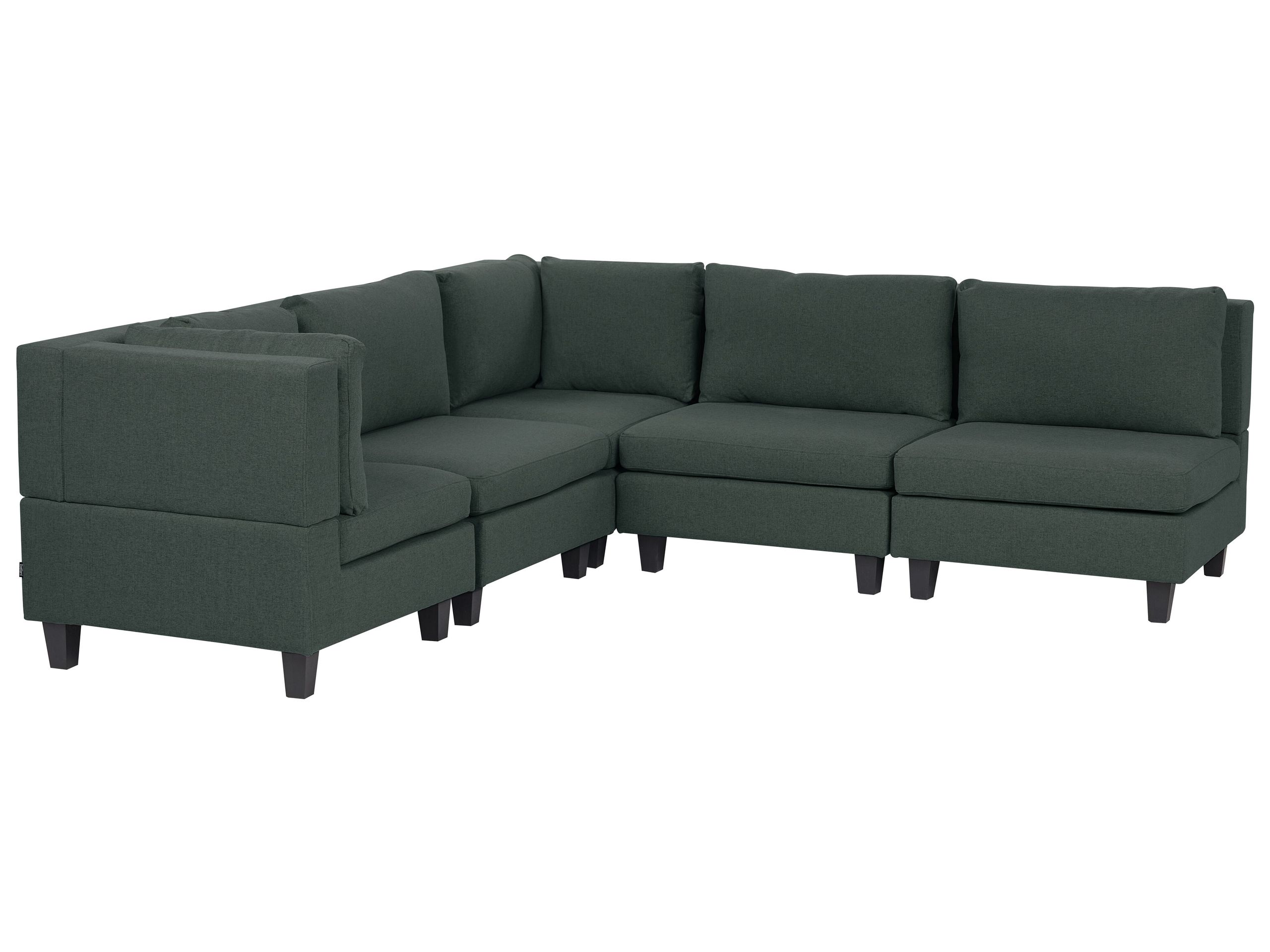 5 Seater Right Hand Modular Fabric Corner Sofa Dark Green UNSTAD