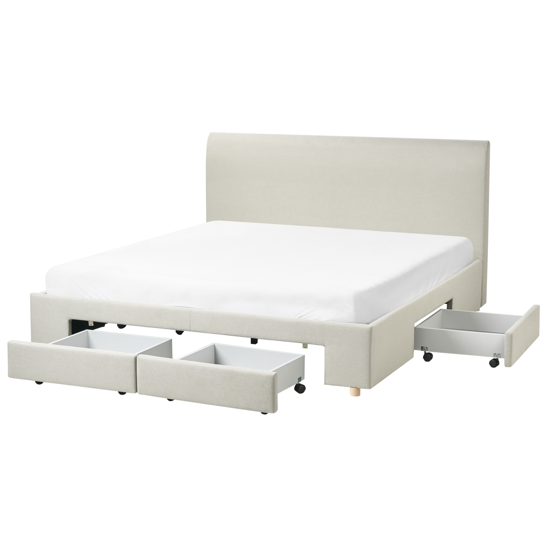SOLYN Super Kingsize Fabric Bedframe with Storage Drawers - Beige