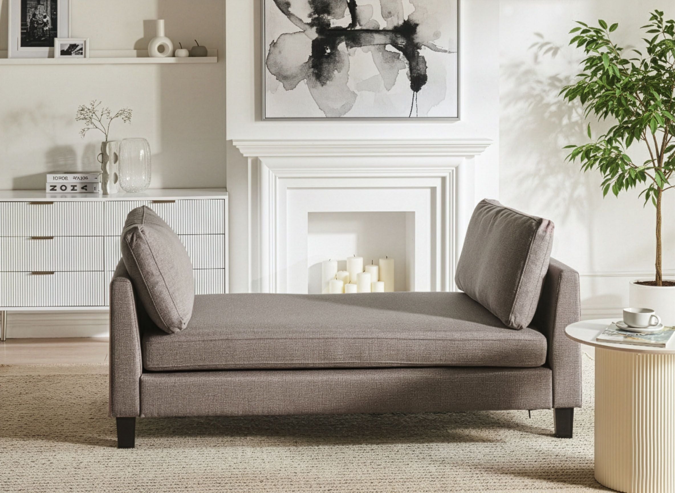 CAJARO Fabric Chaise Longue - Taupe