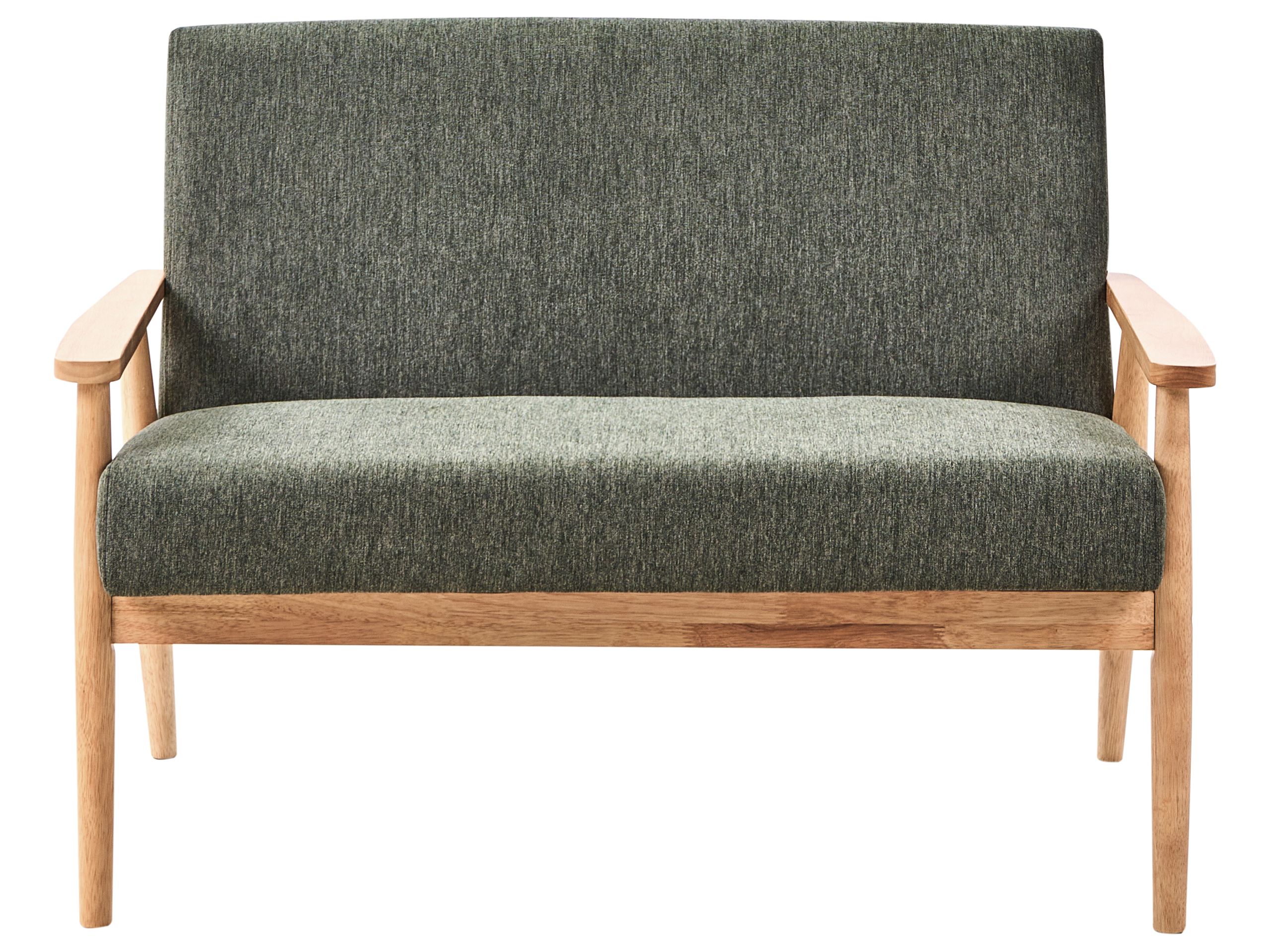 COLBOURNE Fabric 2 Seater Sofa - Green with Light Oak