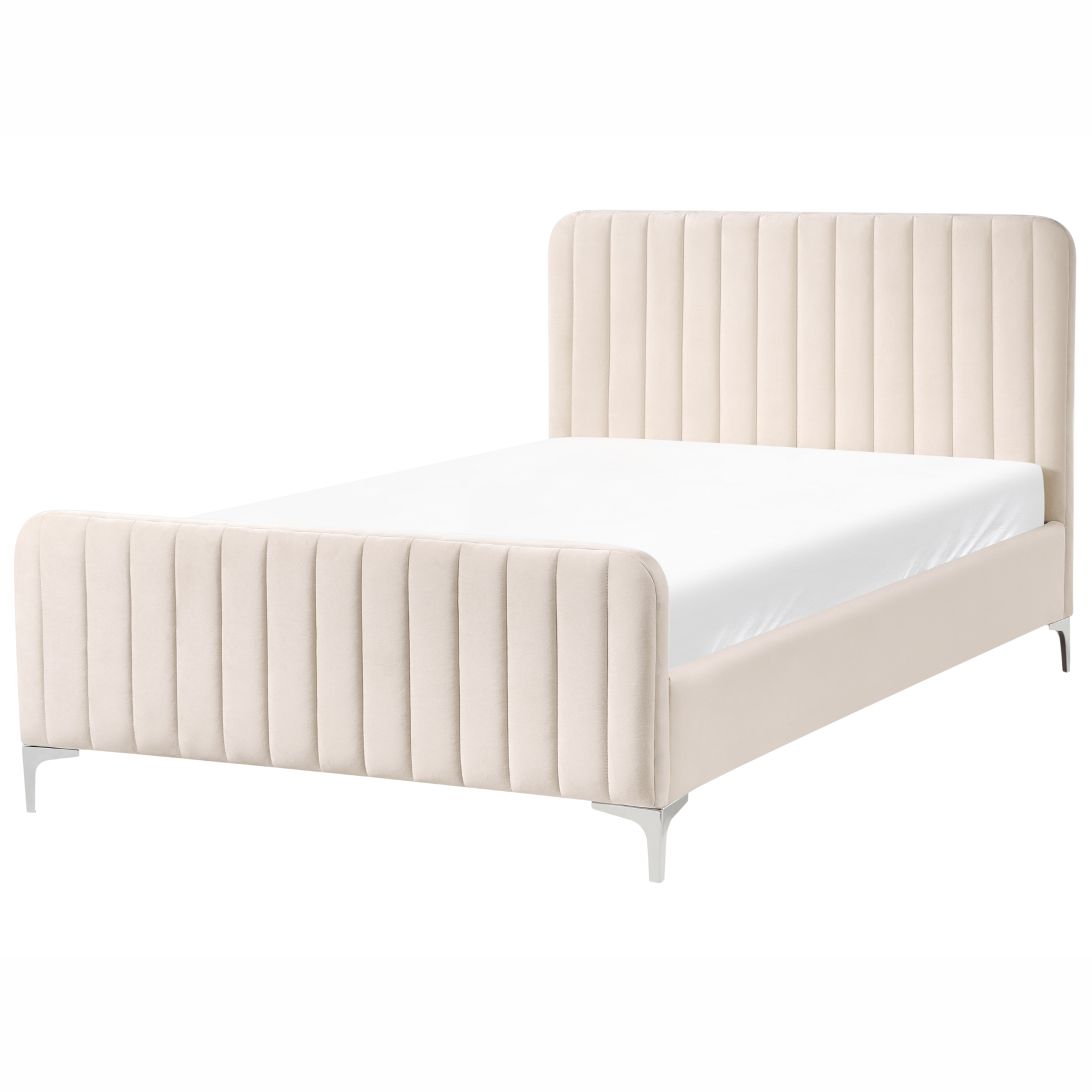 KEWAL Small Double Velvet Bedframe - Light Beige