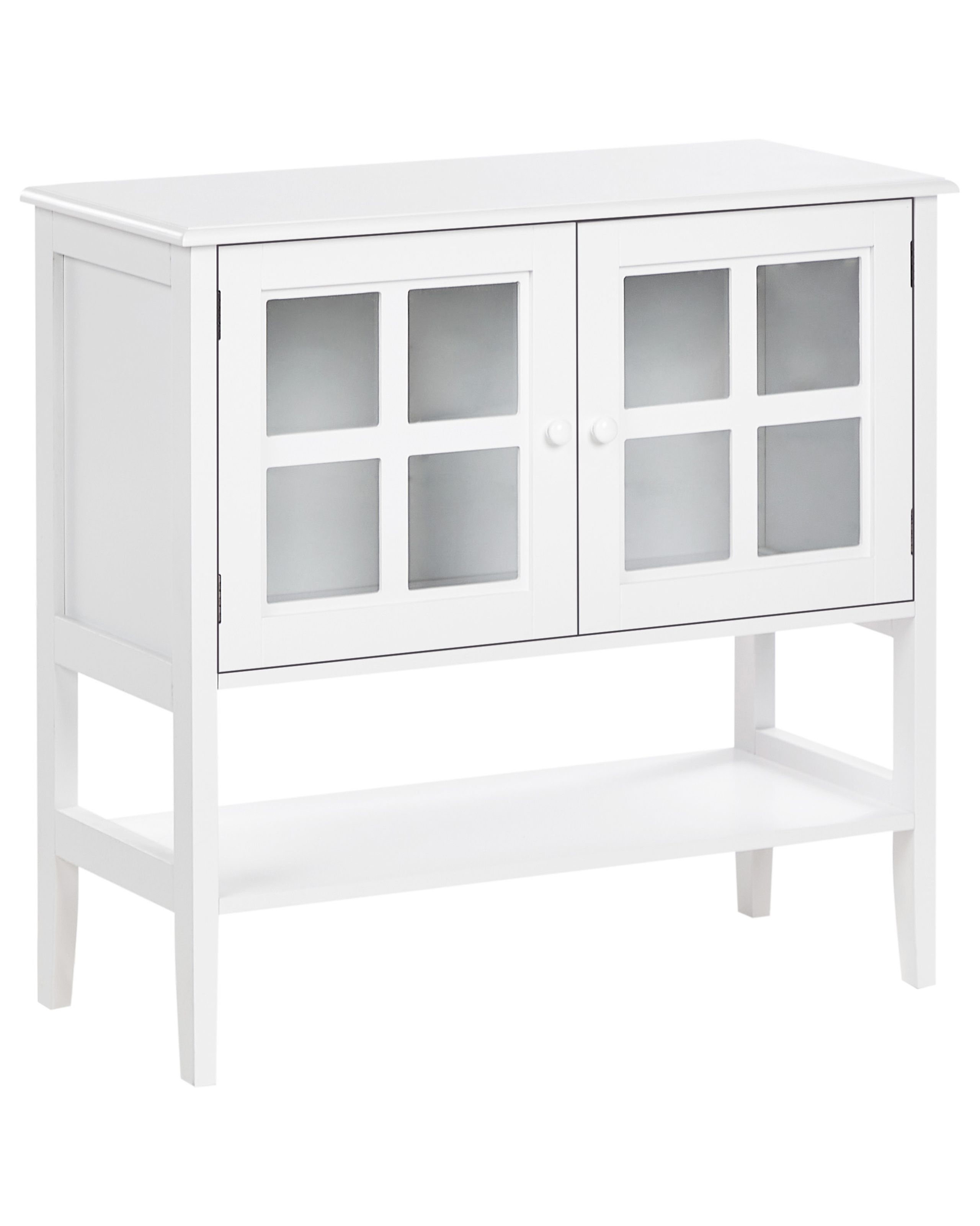 INLTE Glass Display Cabinet with Shelf Wood 80 cm White