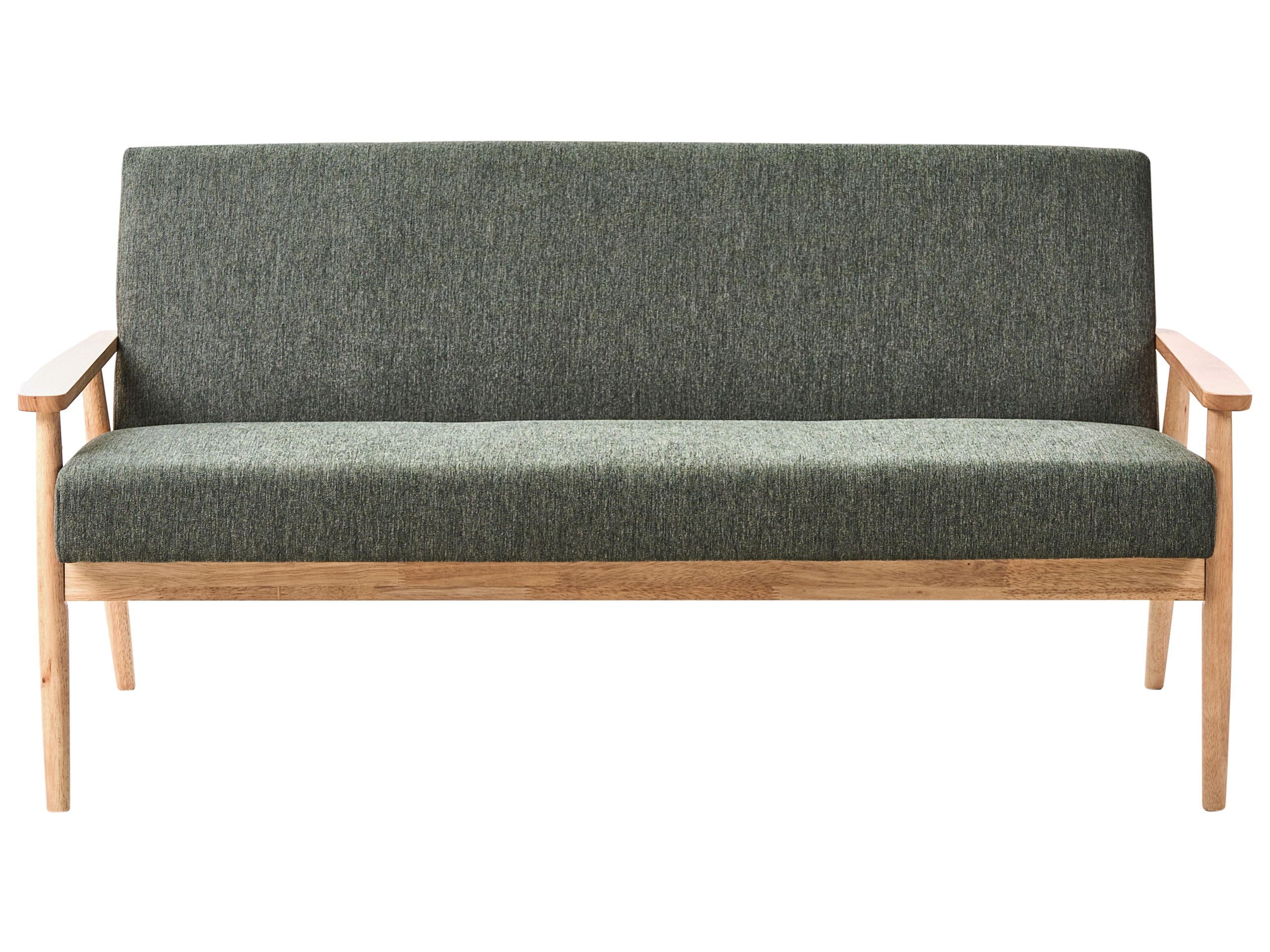 COLBOURNE Fabric 3 Seater Sofa - Green with light Oak