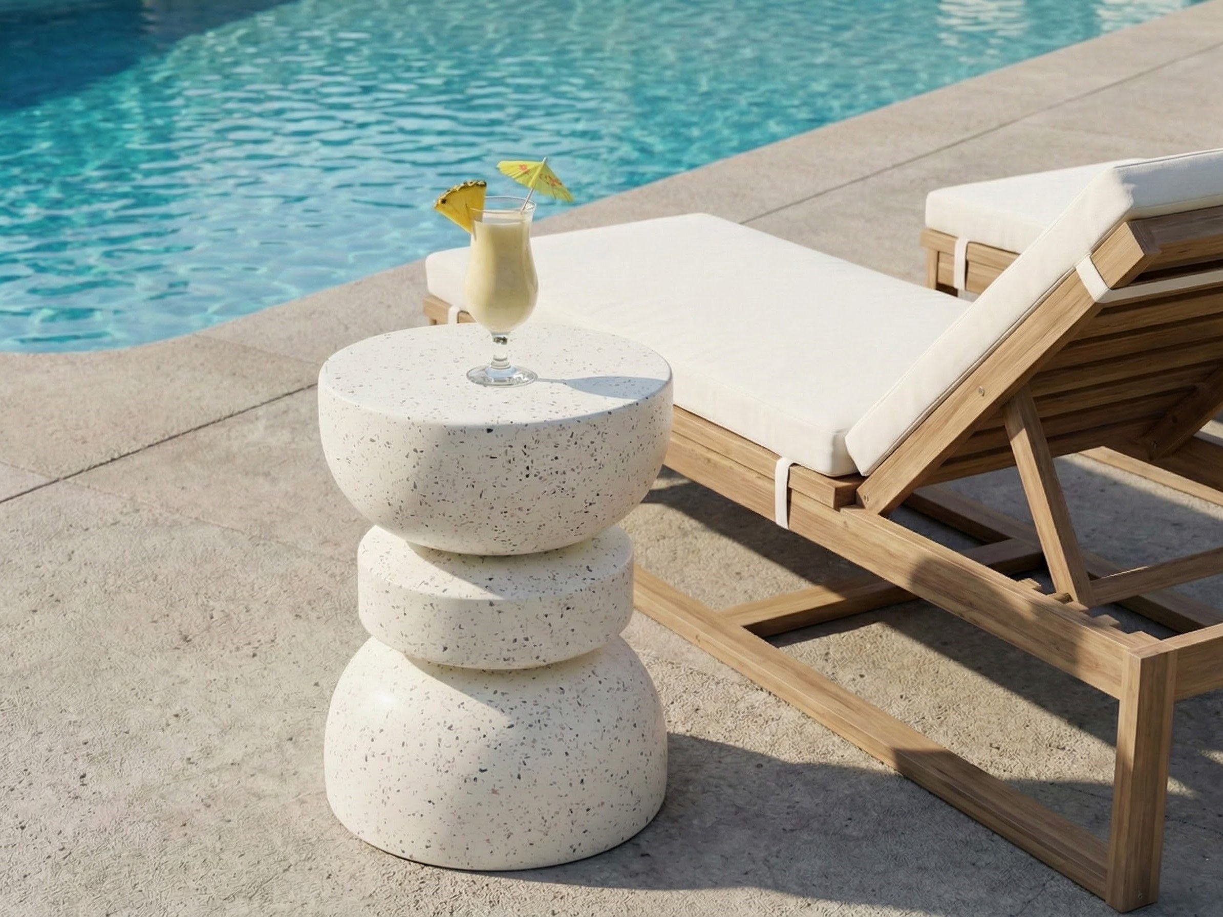 RAMAXO Round Side Table - White