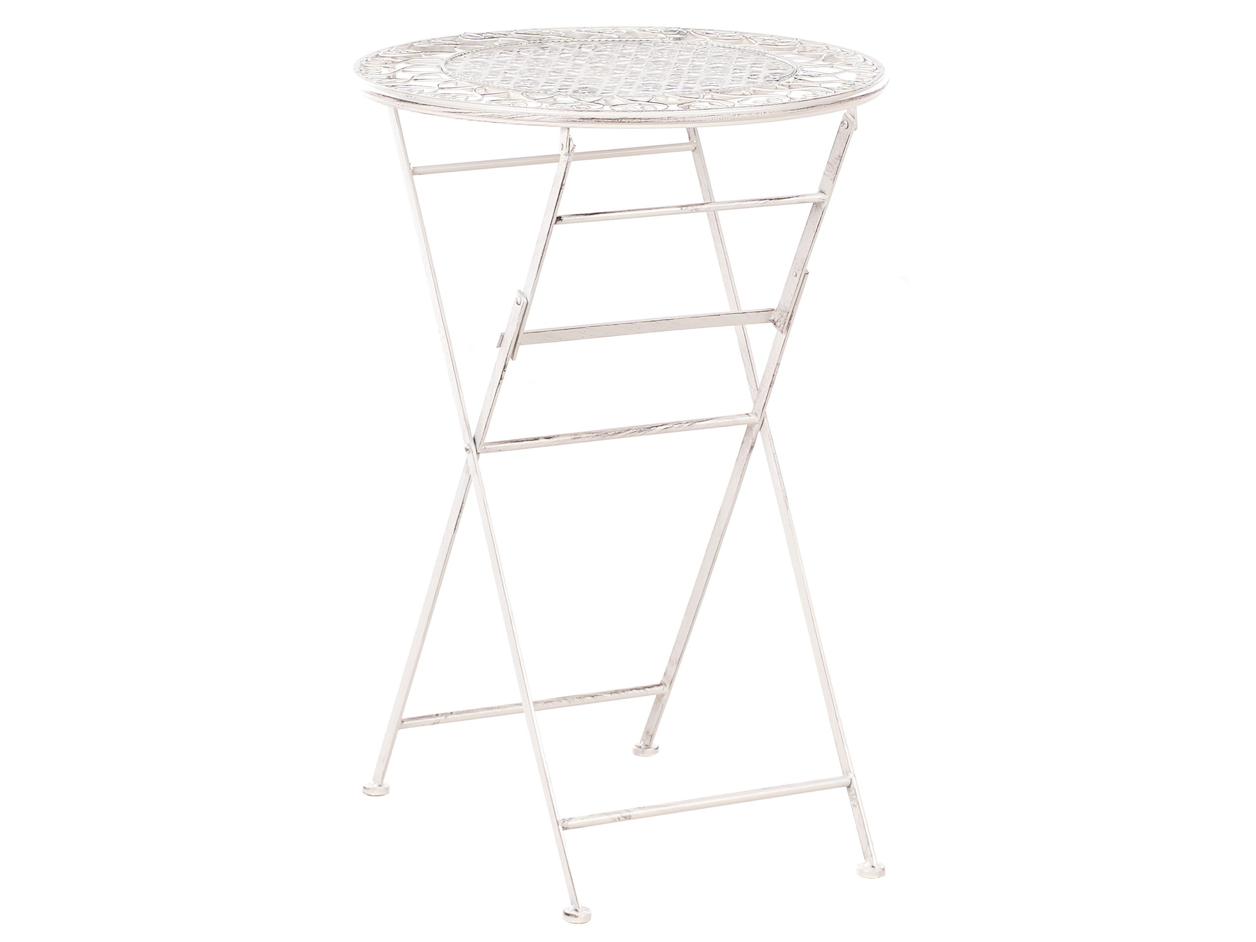 Metal Garden Bar Table Diameter 60 cm Beige TRIESTE