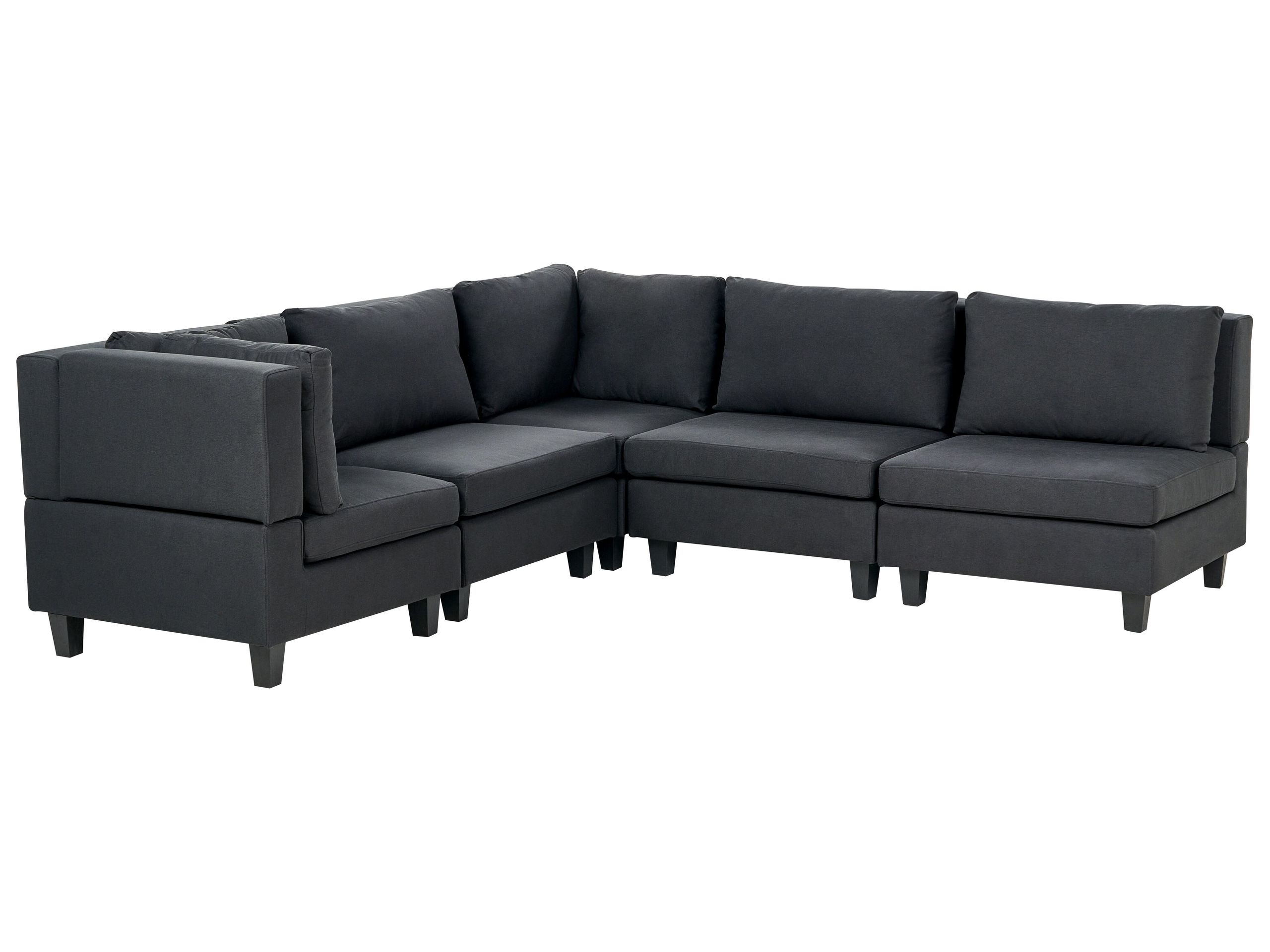 5 Seater Right Hand Modular Fabric Corner Sofa Black UNSTAD