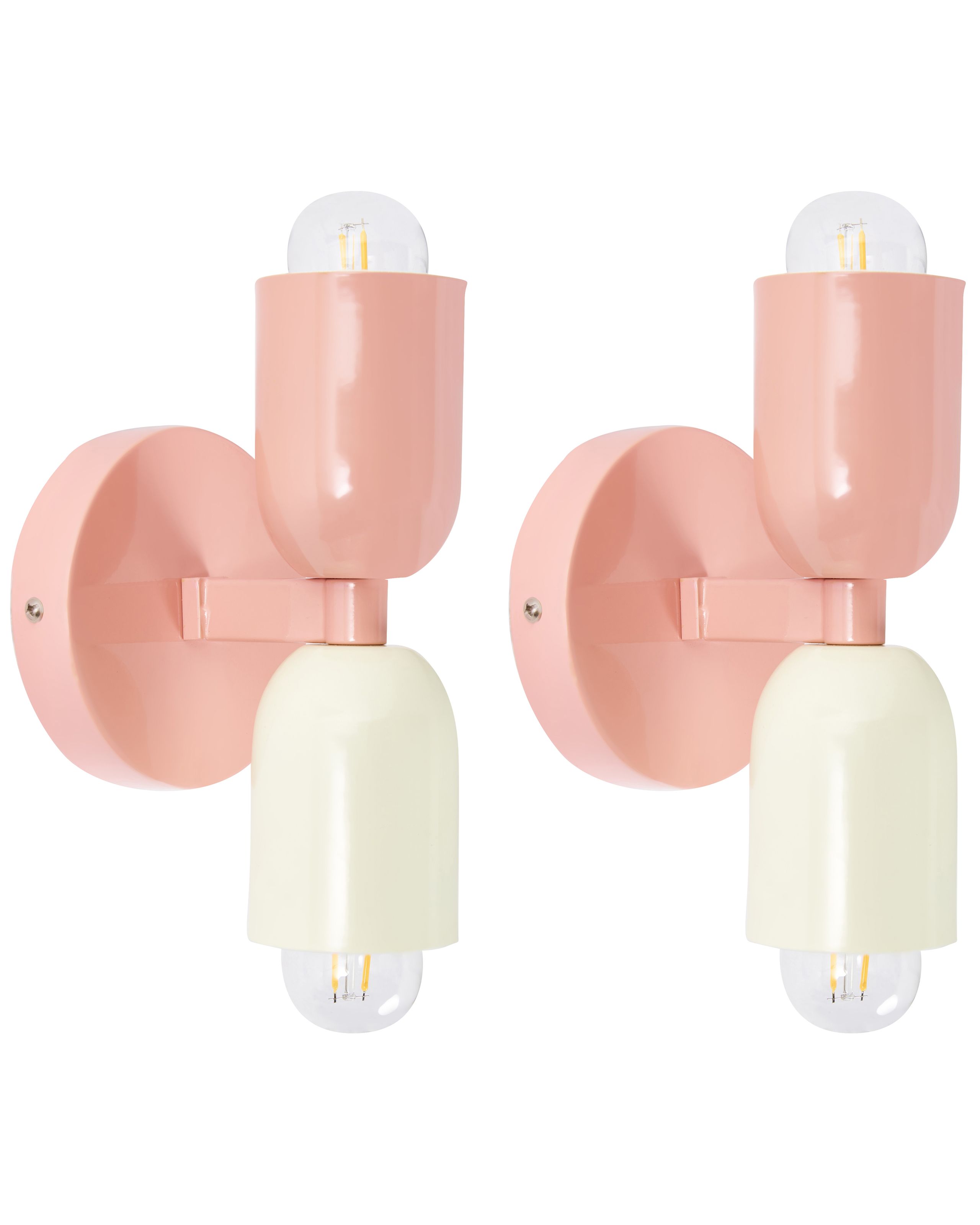 EASTMEREFORD Metal Set of 2 Wall Lamps - Pink