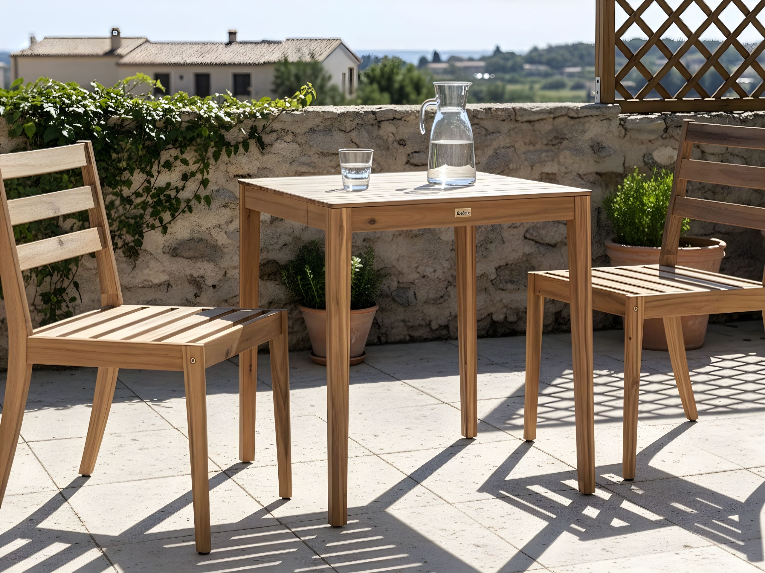 BRAVENTO Garden Bistro Table and Chair Set - Light Brown