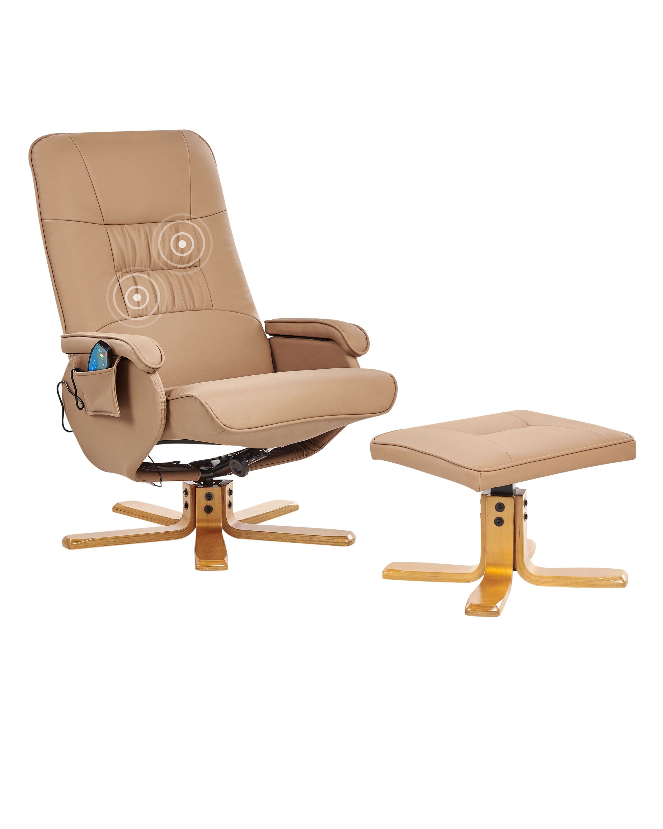Massage Chair RELAXPRO with Footstool Faux Leather Light Brown