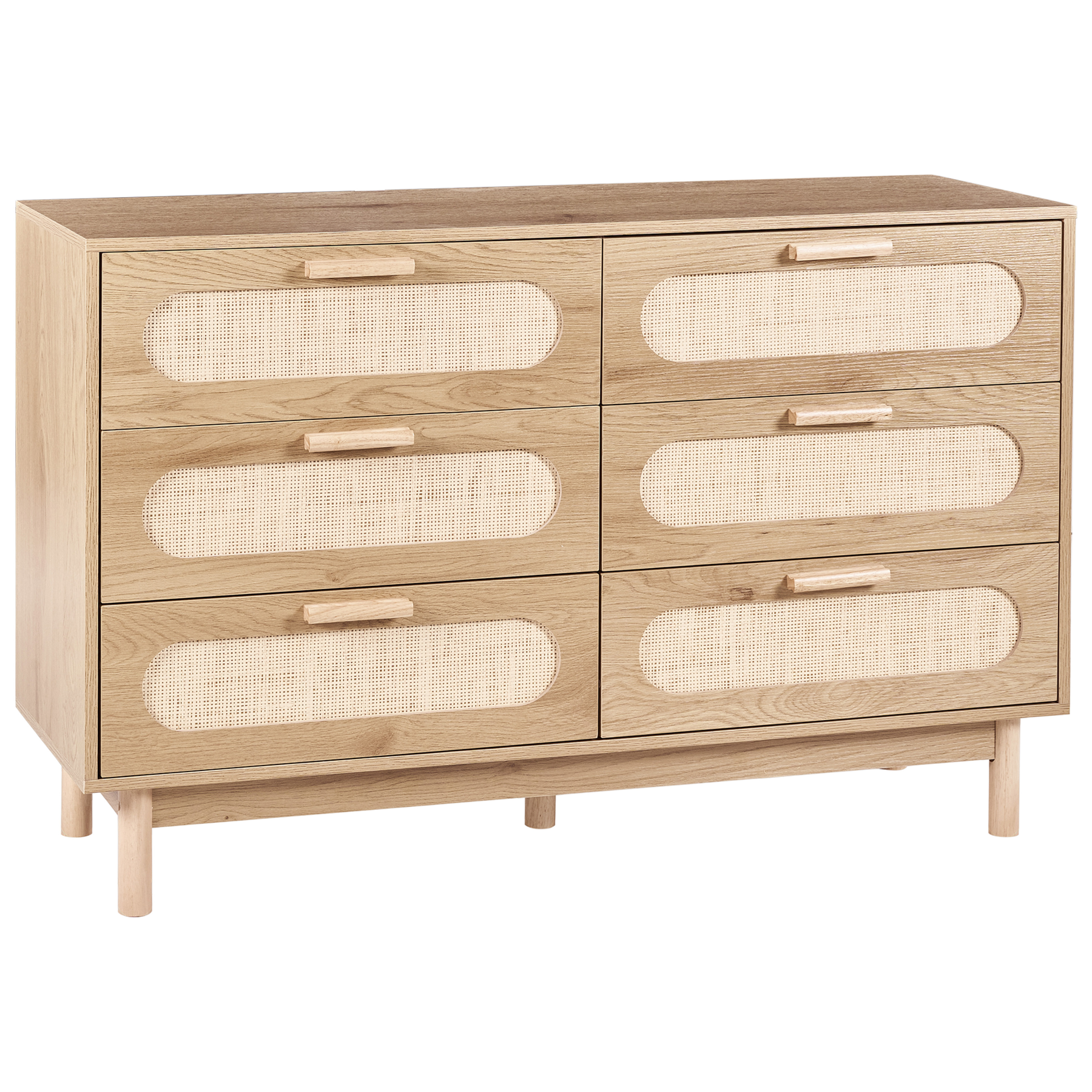 COSTELLA Oak Finish Chest of Drawers – Large-sized, 6 Drawers, Double