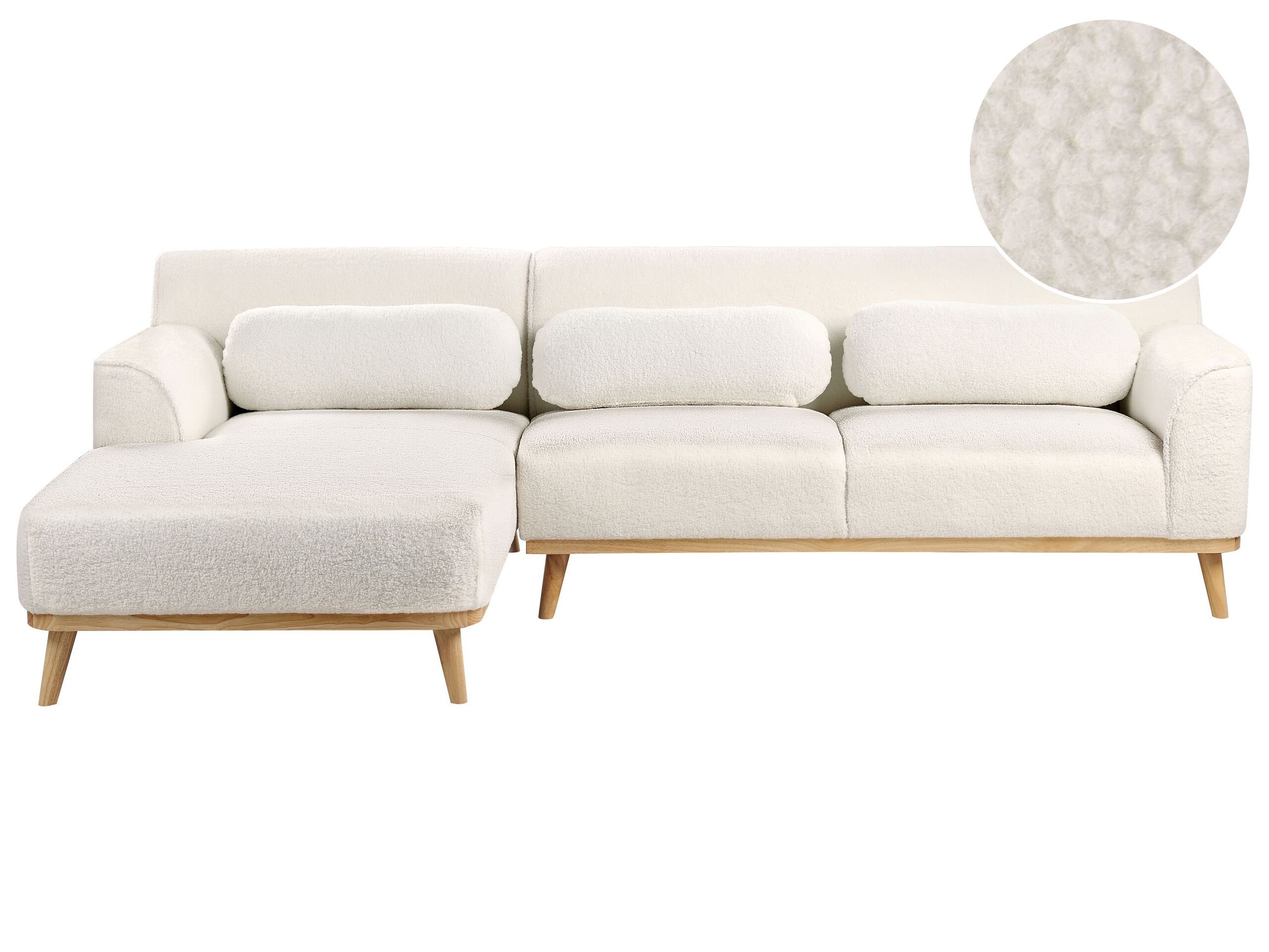 Right Hand Boucle Corner Sofa White SIMOS