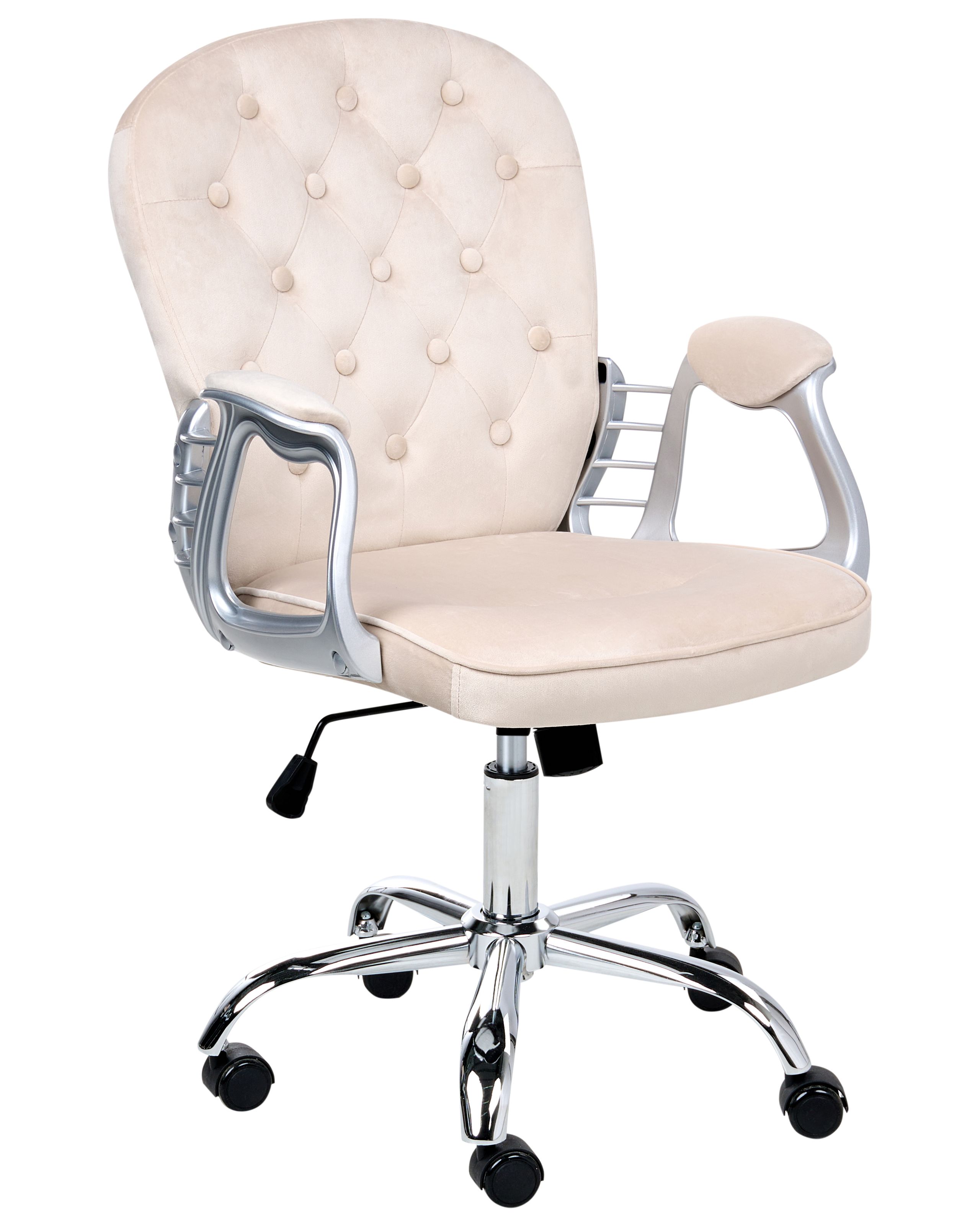PRINECSS Desk Chair Swivel Velvet Beige