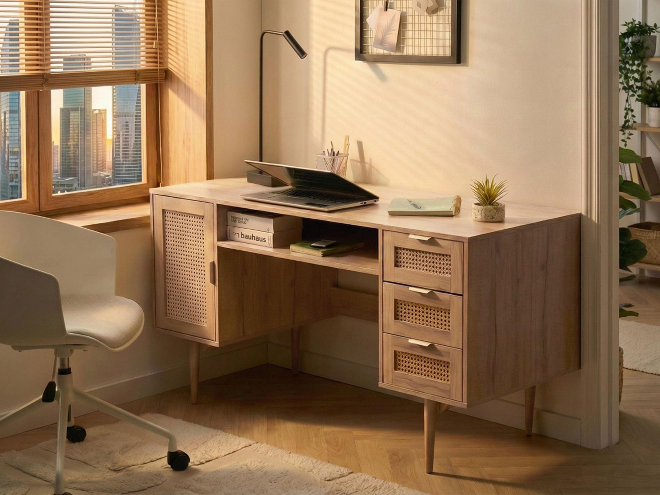 GAZEXI Home Office Desk - Light Brown