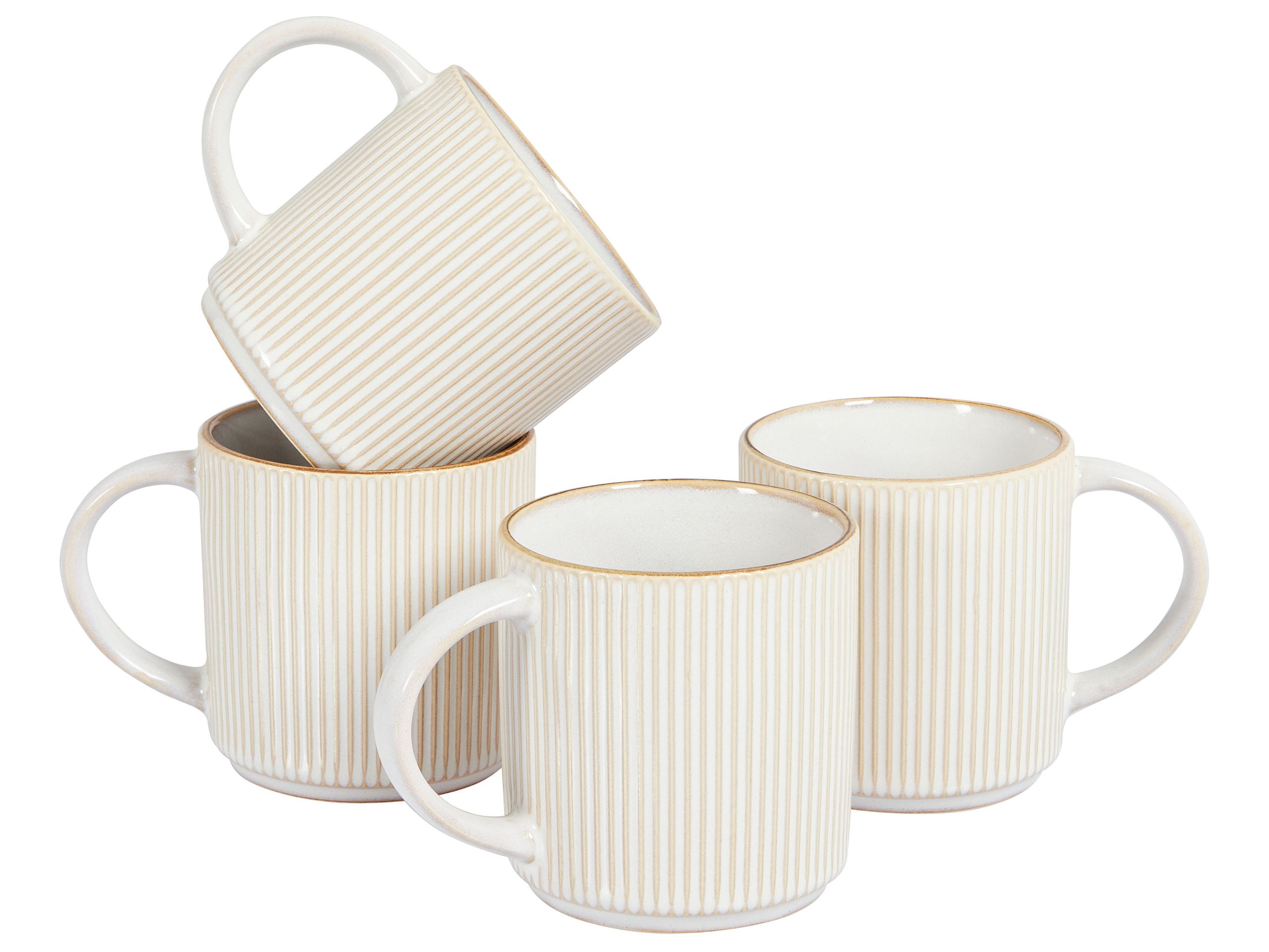 Set of 4 Mugs MUGWORT Stoneware Light Beige