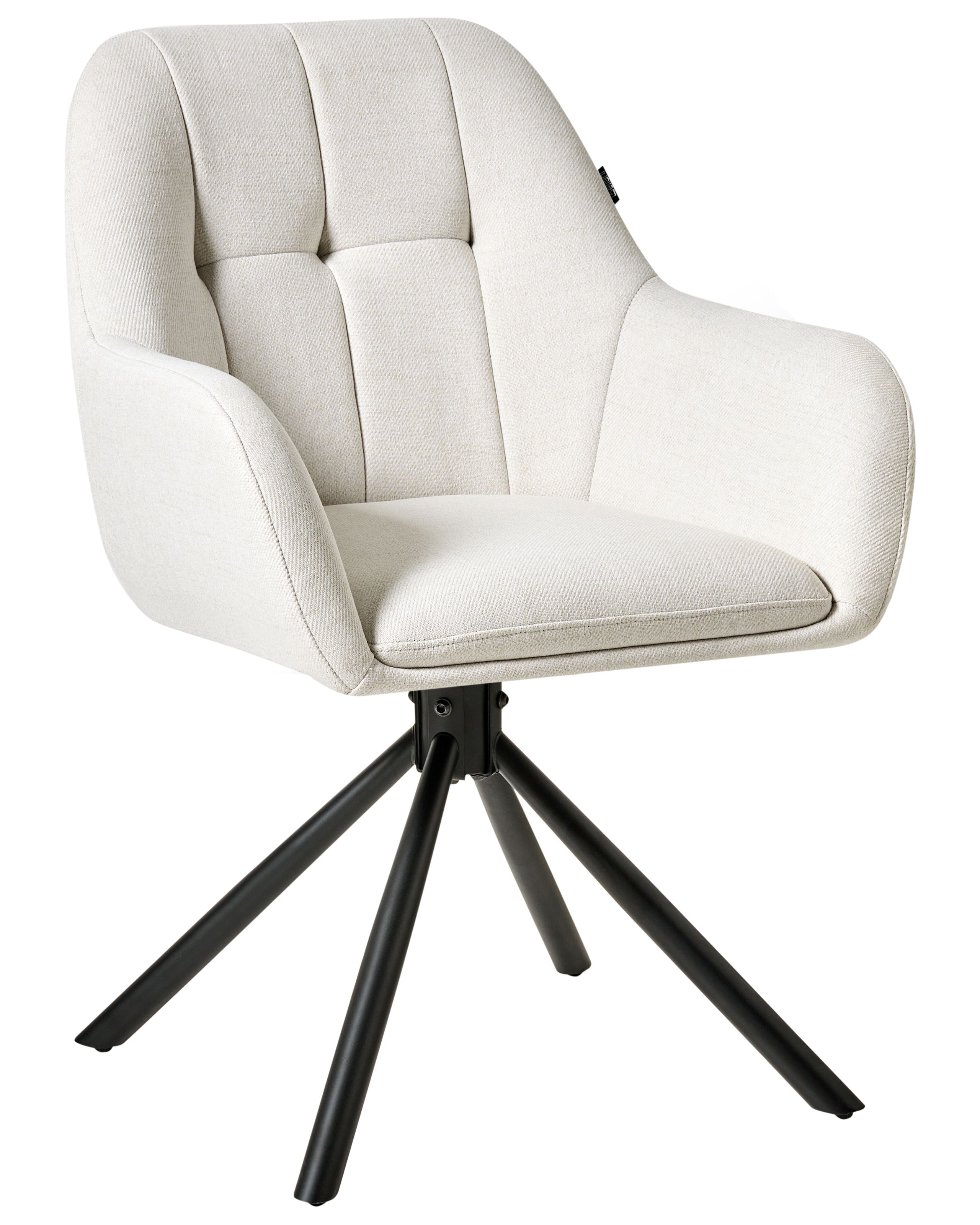 CHELDON Fabric Swivel Dining Chair - Off White
