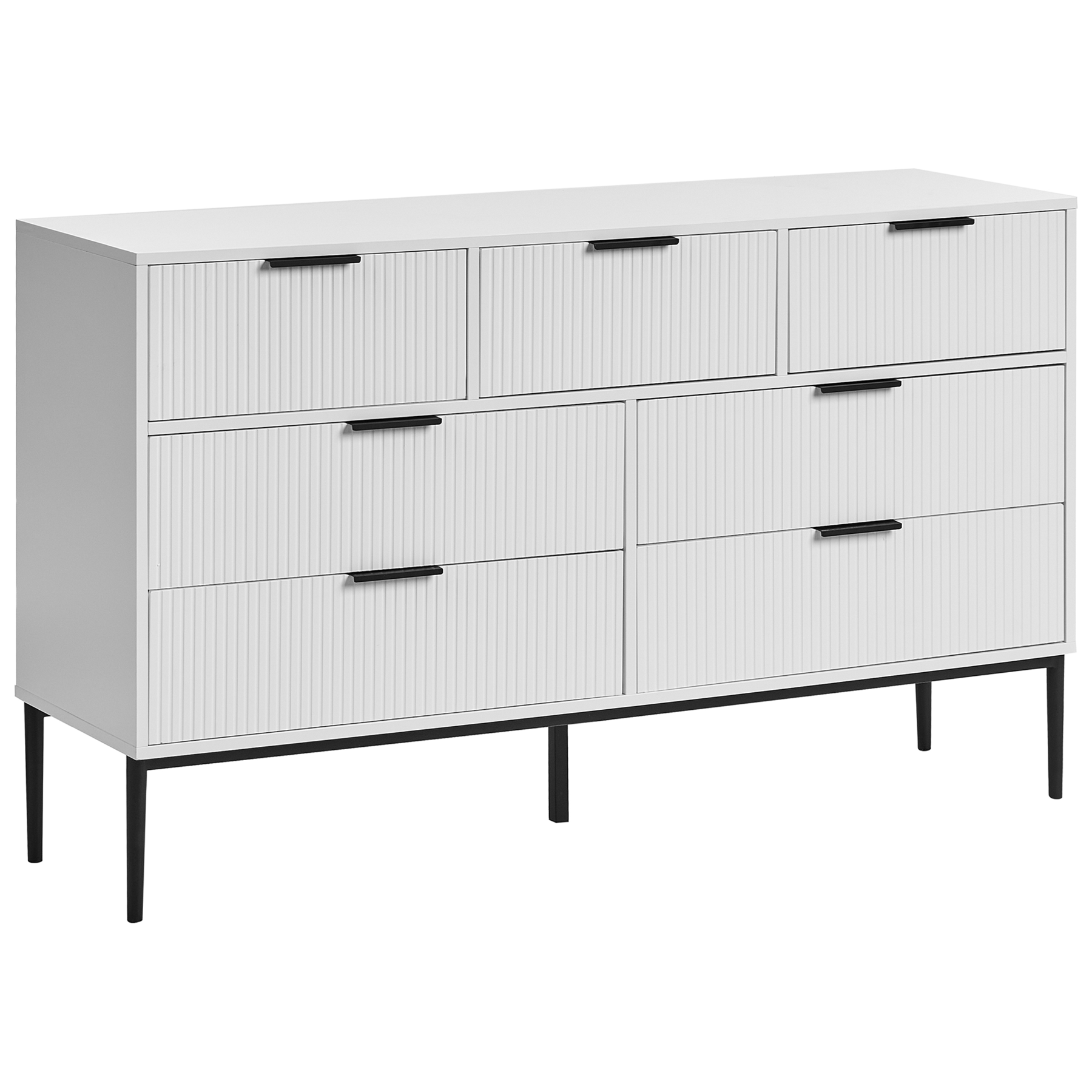 QUERELLE White Chest of Drawers – Extra Large-sized, 7 Drawers, Double