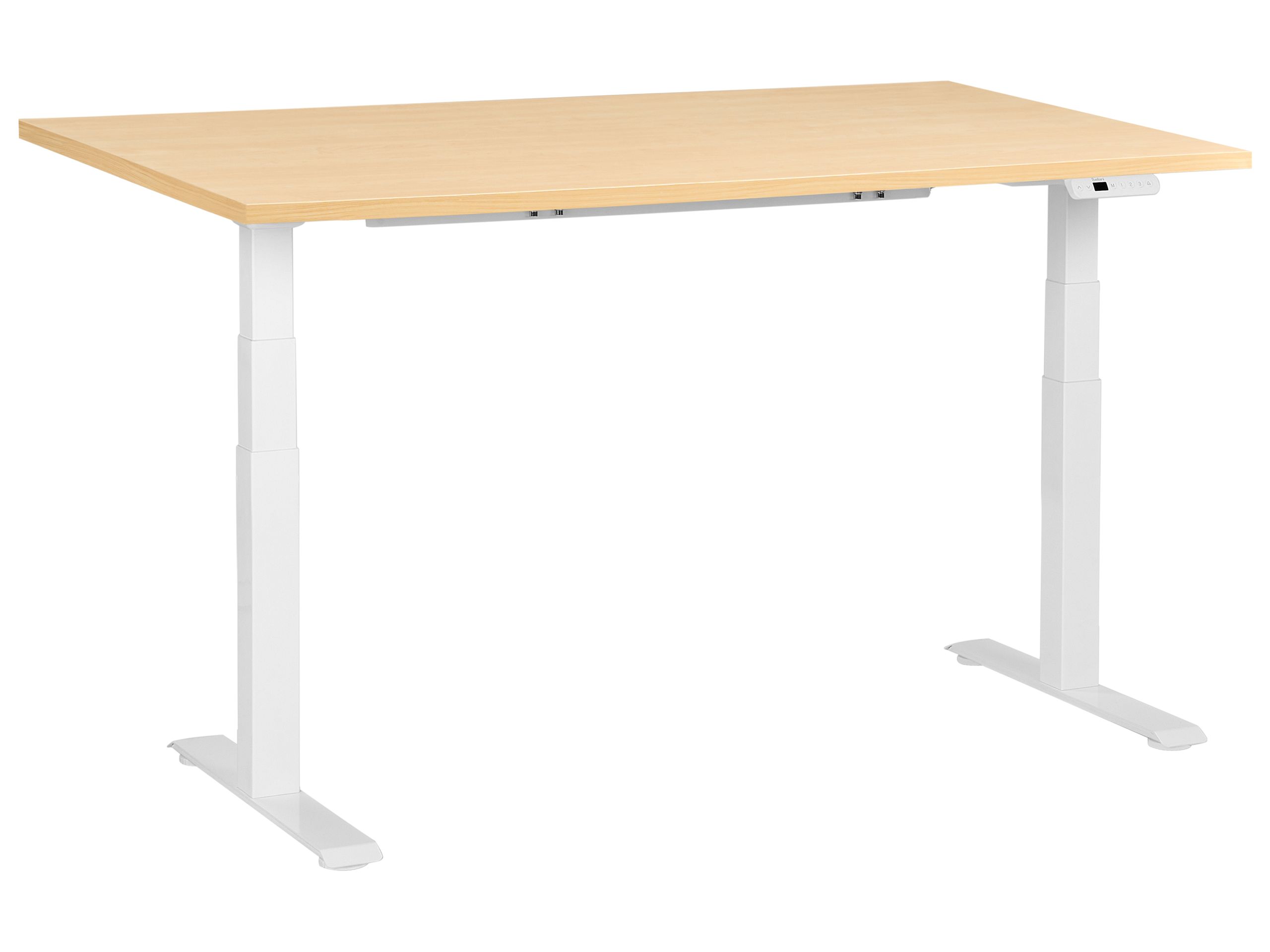 DESTIENS Electric Adjustable Standing Office Desk 160 cm - White with Light Oak