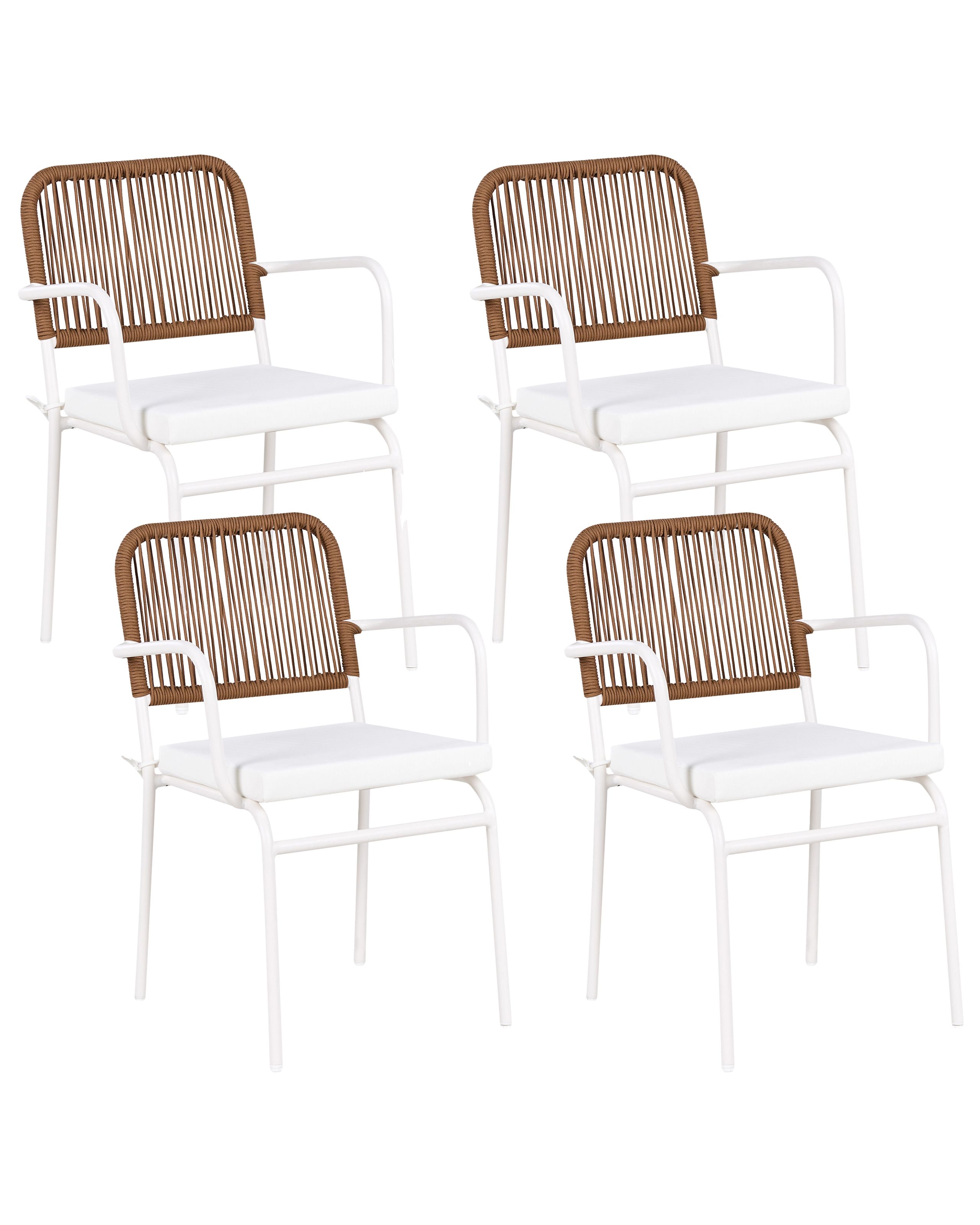 DEIGHTON Set of 4 Garden Chairs with Cushions Metal - White