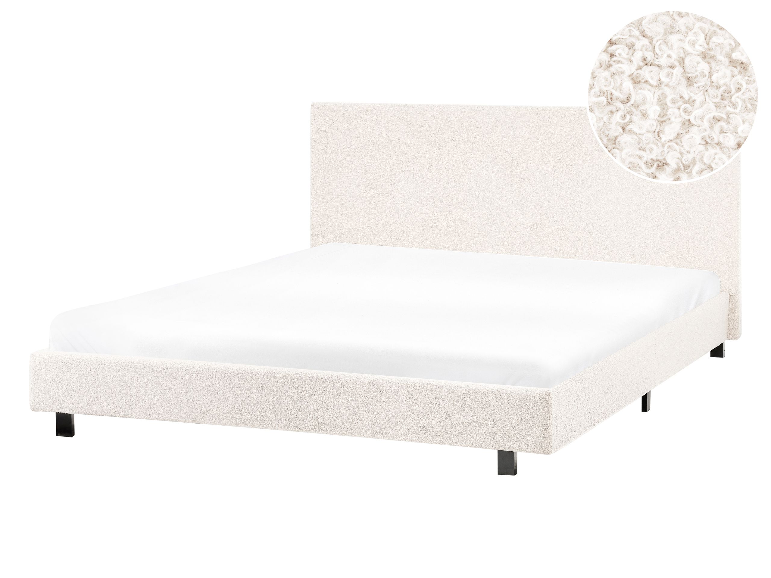 AIBL Bed Boucle 140 x 200 cm (EU Double) Off-White
