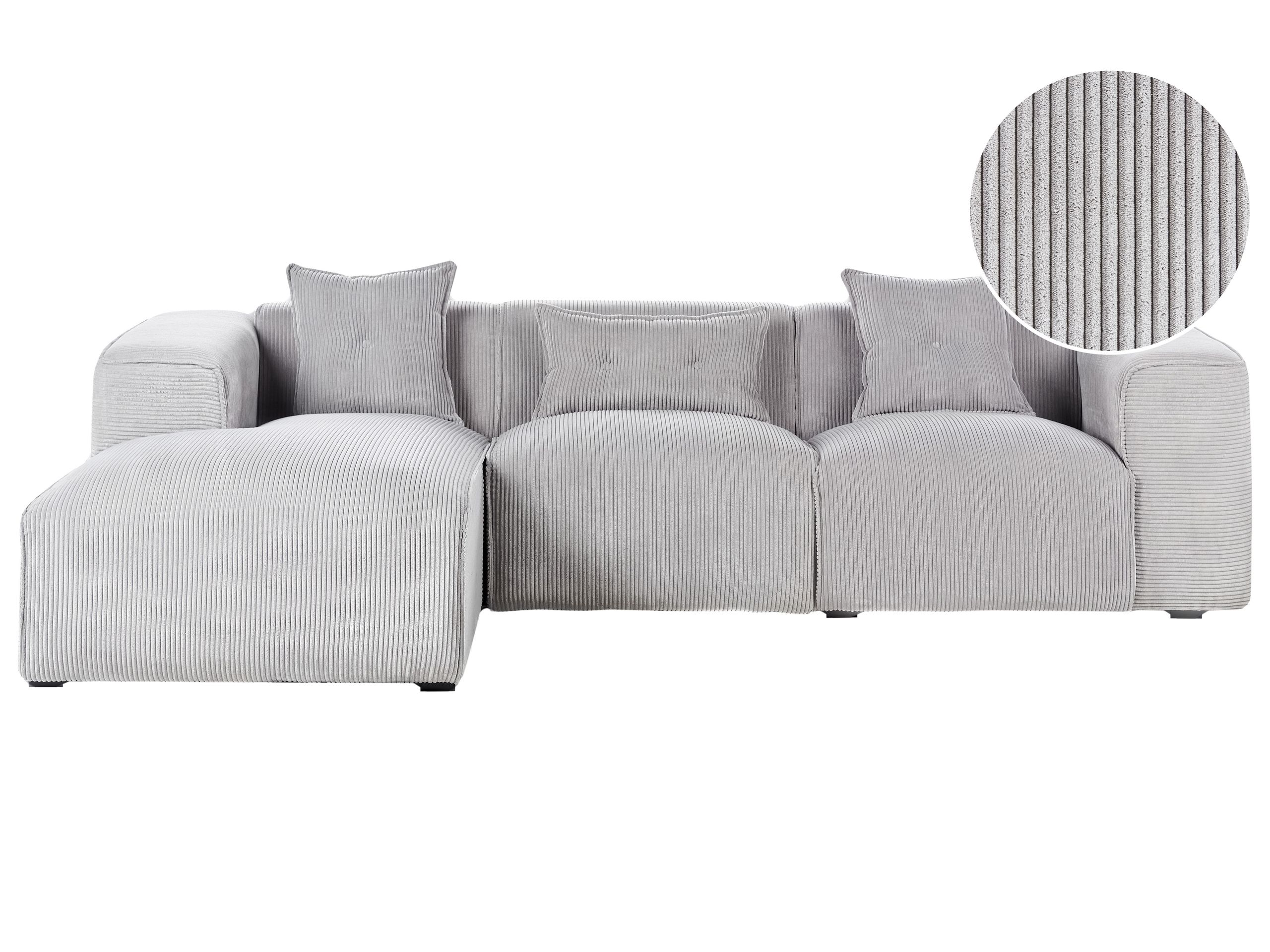 Corner Sofa - DOAVL Right Hand Facing Jumbo Cord Light Grey