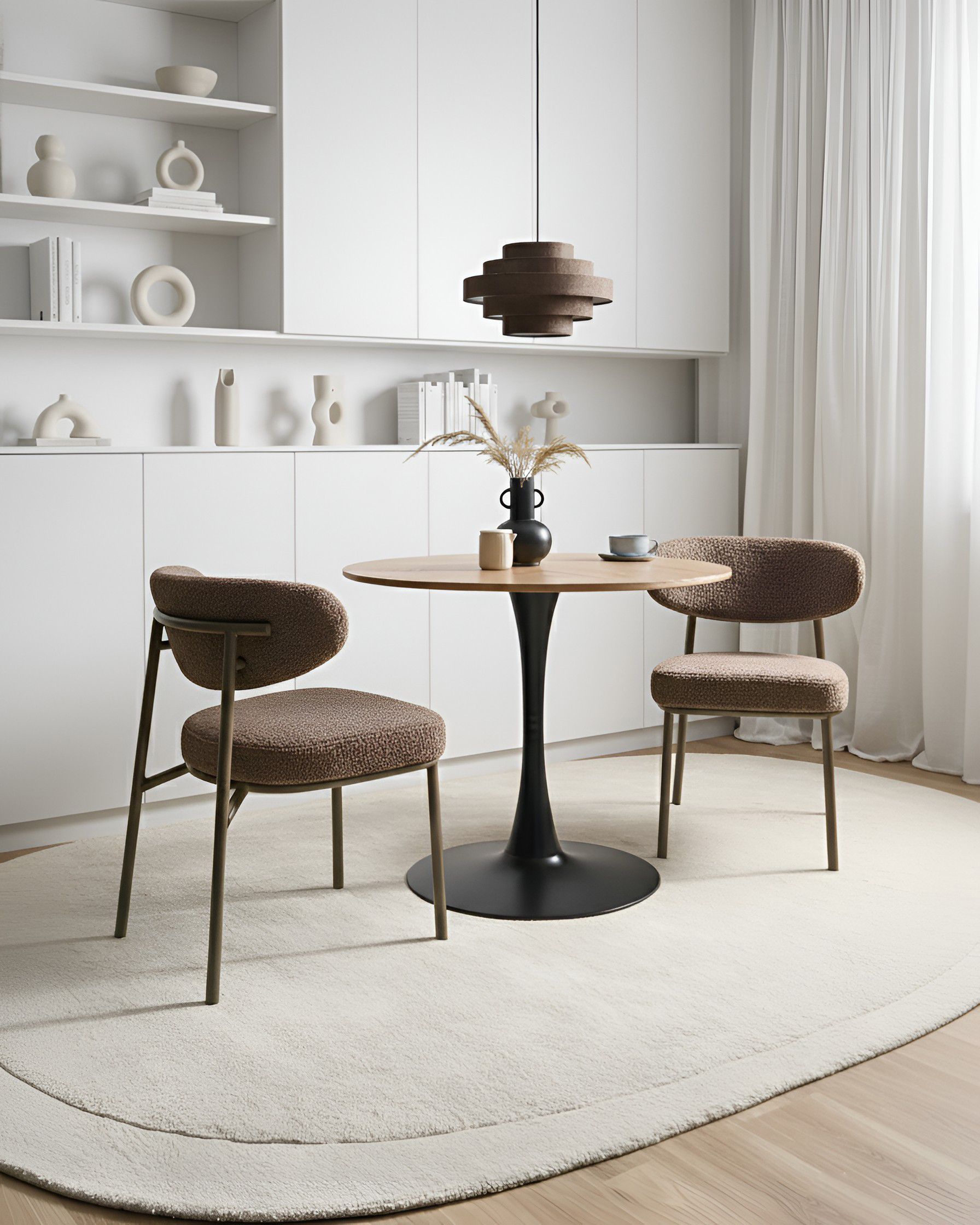 BINUVO Boucle Dining Chairs Set of 2 - Taupe