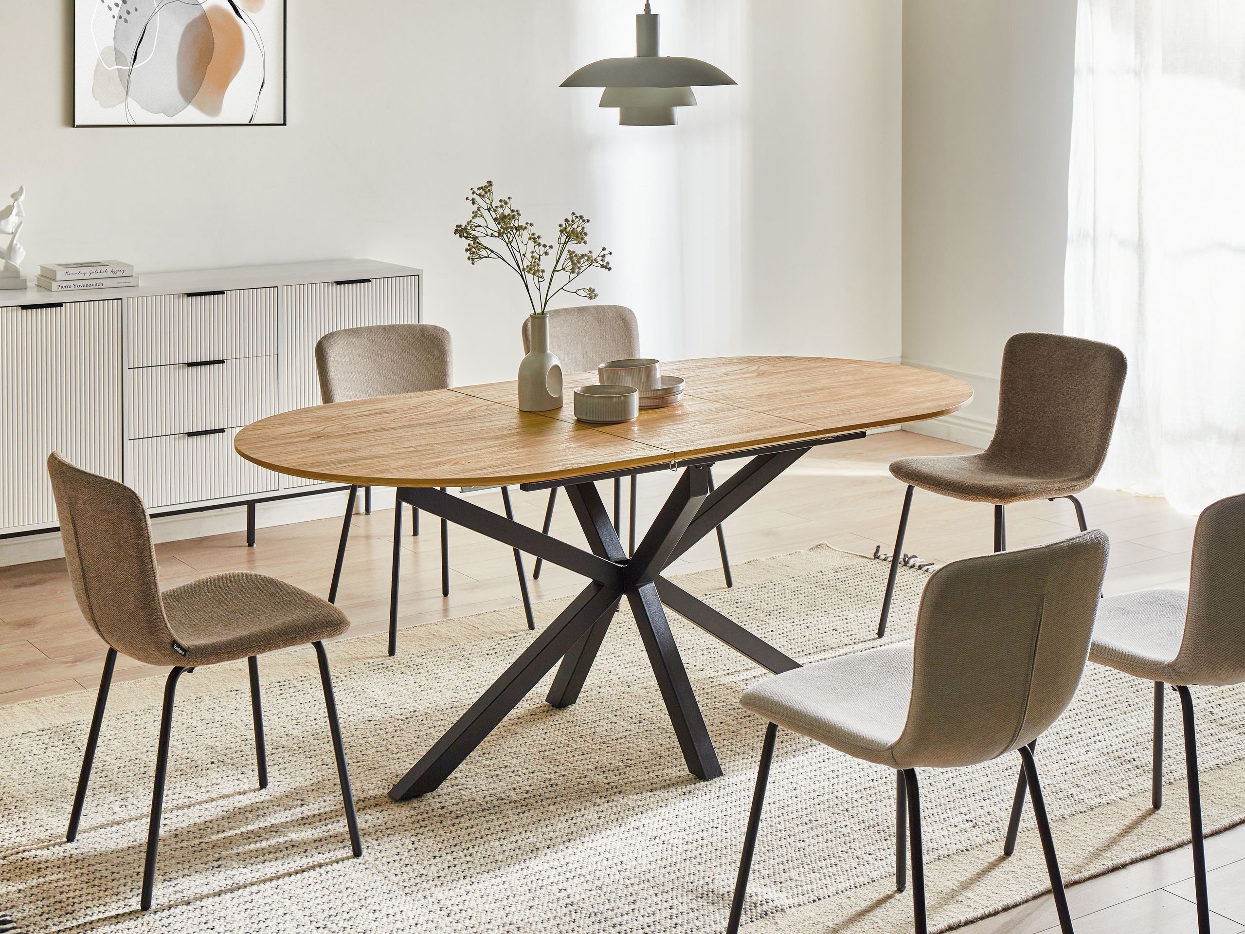 DEPARO Extending Dining Table - Light Oak