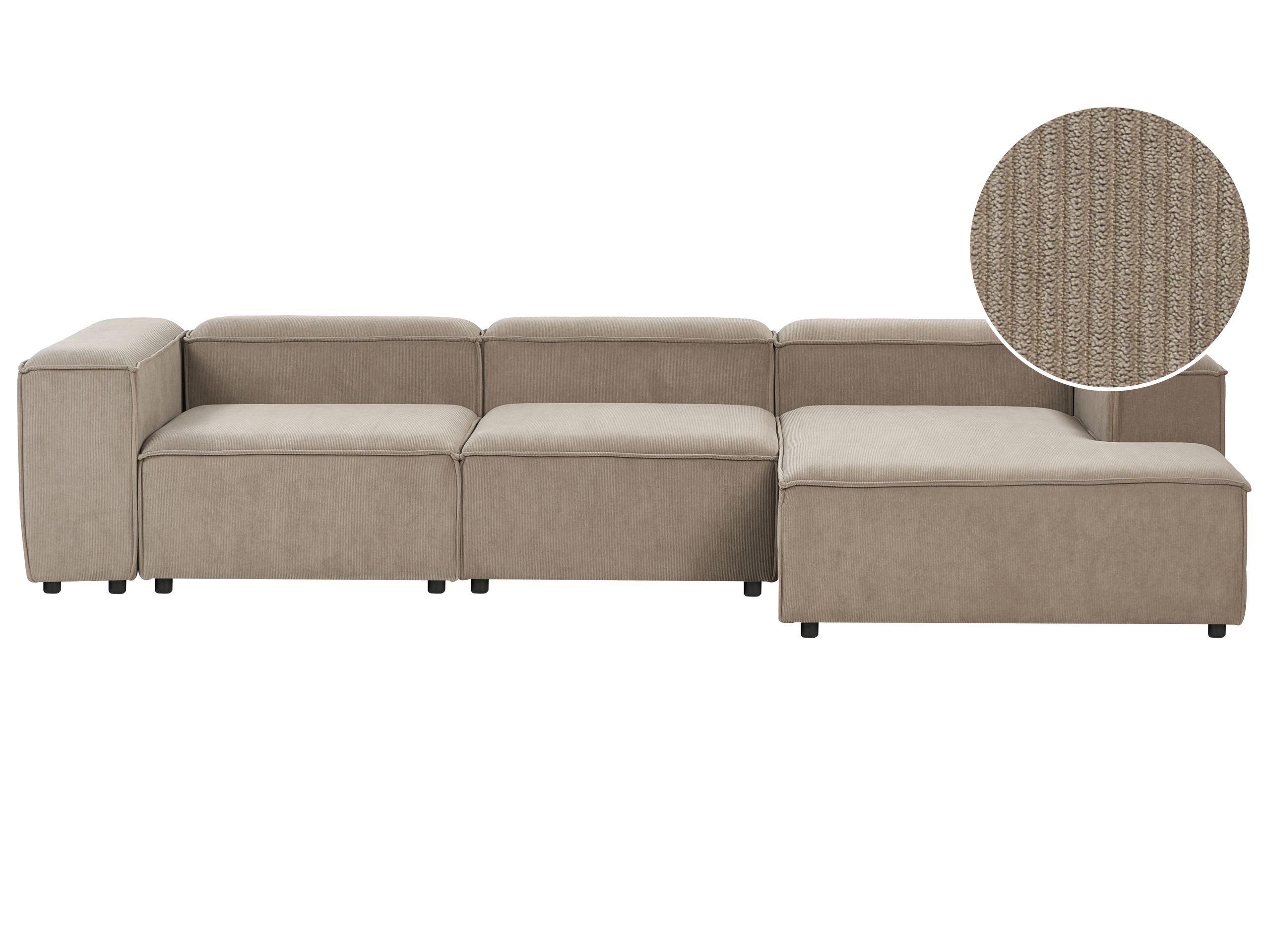 Corner Sofa - TROMSO Left Hand Facing 4 Seater Modular Jumbo Cord Taupe