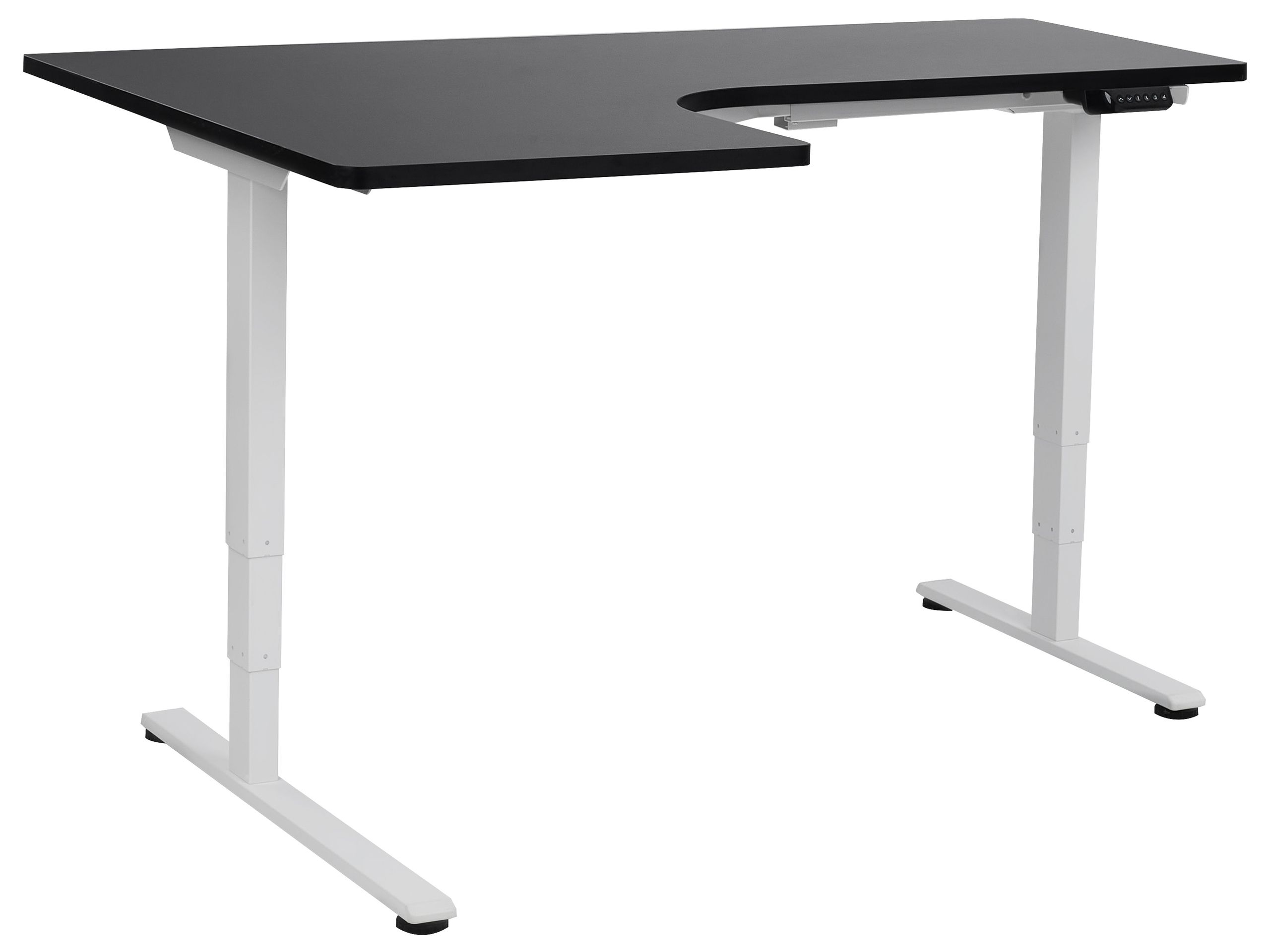 Electric Adjustable Left Corner Desk 160 x 59 cm White and Black DESTINES