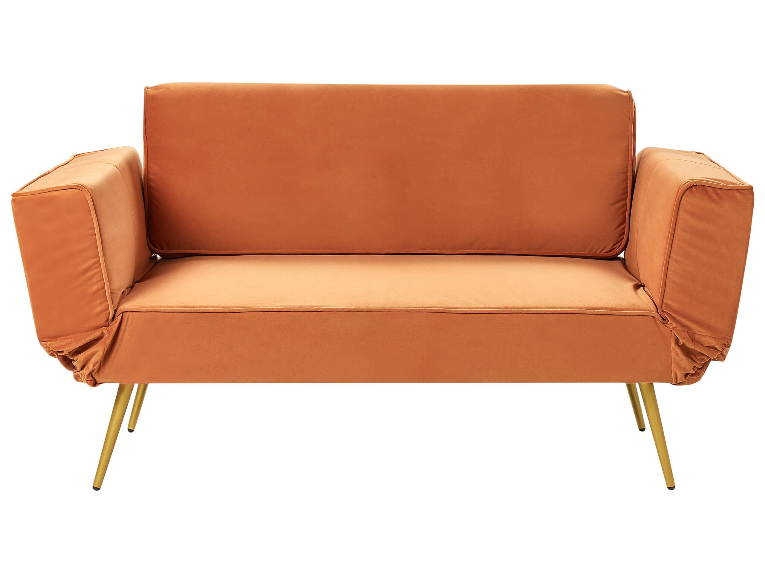 2 Seater Sofa Bed - RAASELA Velvet Orange