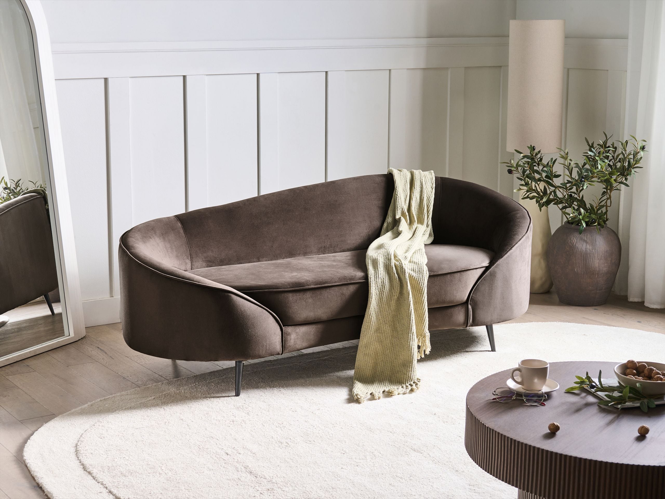 RAVAS Velvet 2 Seater Sofa - Dark Brown