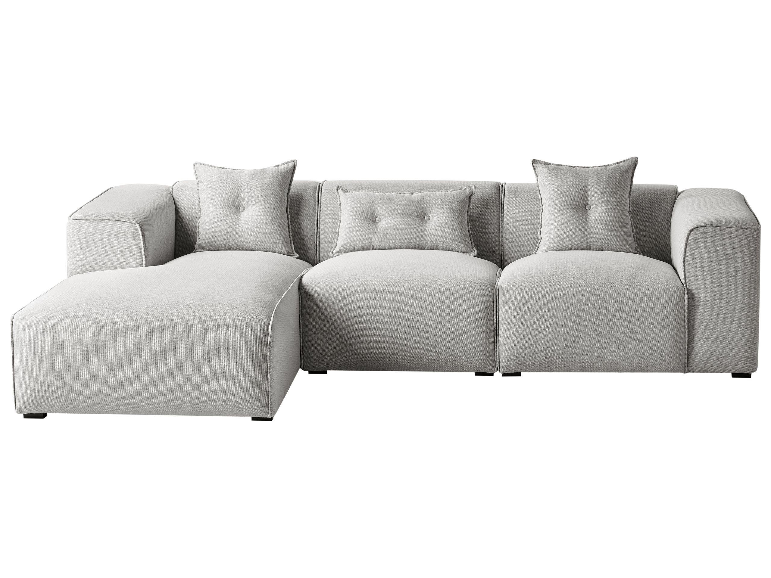 DOAVL Fabric 3 Seater L Shaped Corner Sofa - Grey, Left Hand Facing