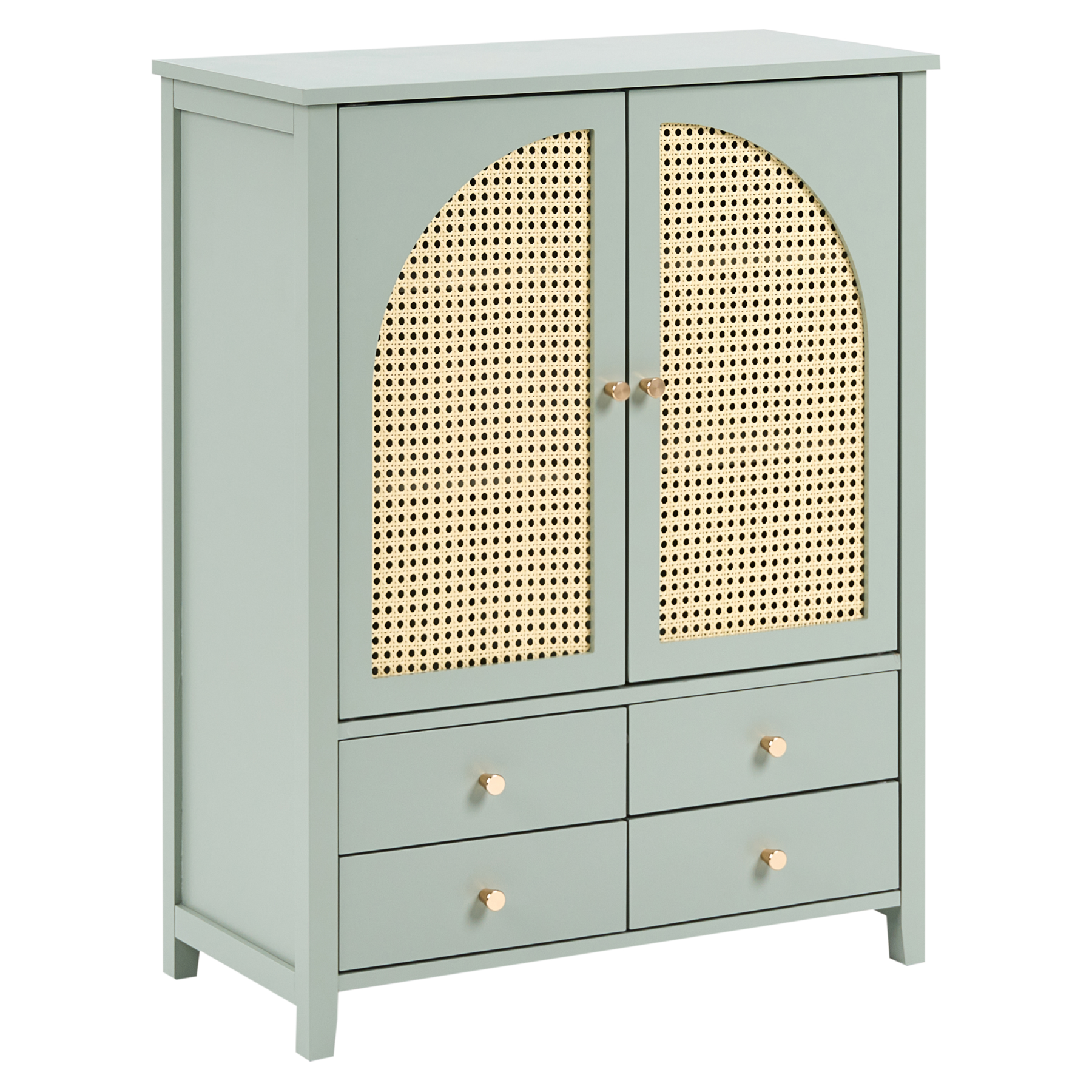 BIOMA 2 Door Shoe Storage Cabinet with 4 Drawers - Mint Green