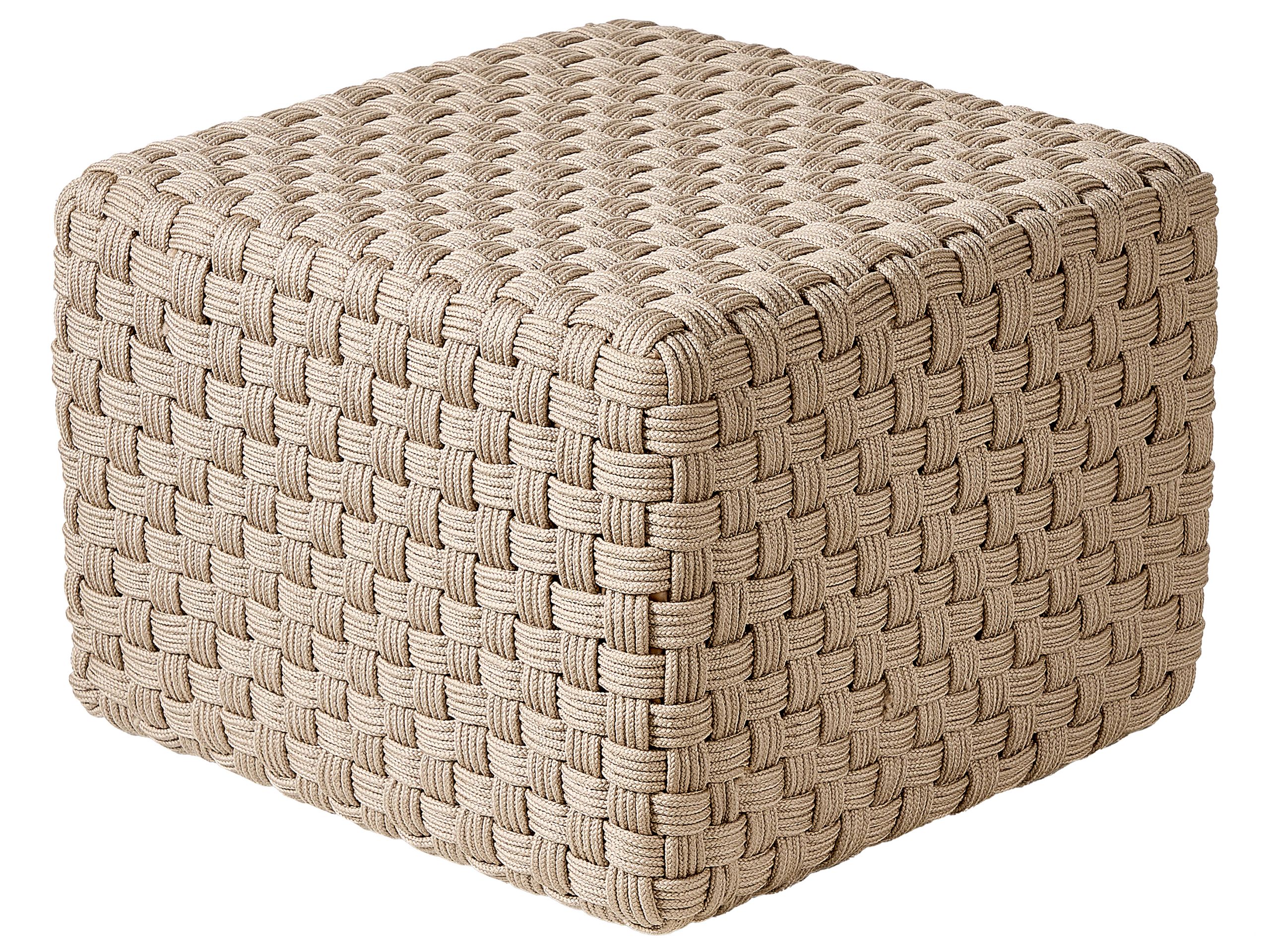 Outdoor Woven Pouffe Taupe NALLI