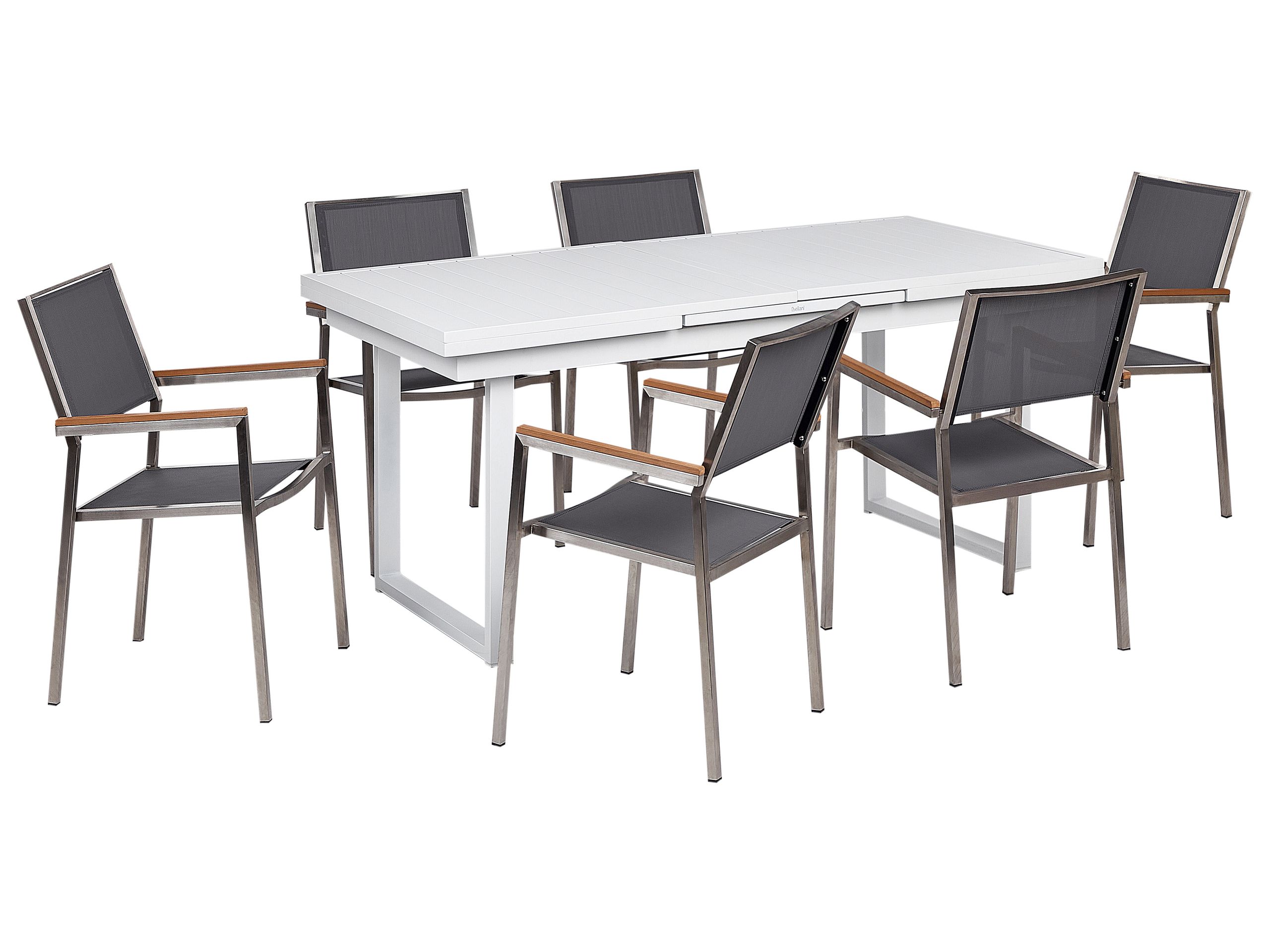 Garden Dining Set 6 Seater VALCANETTO/GROSSETO Metal Grey/ White