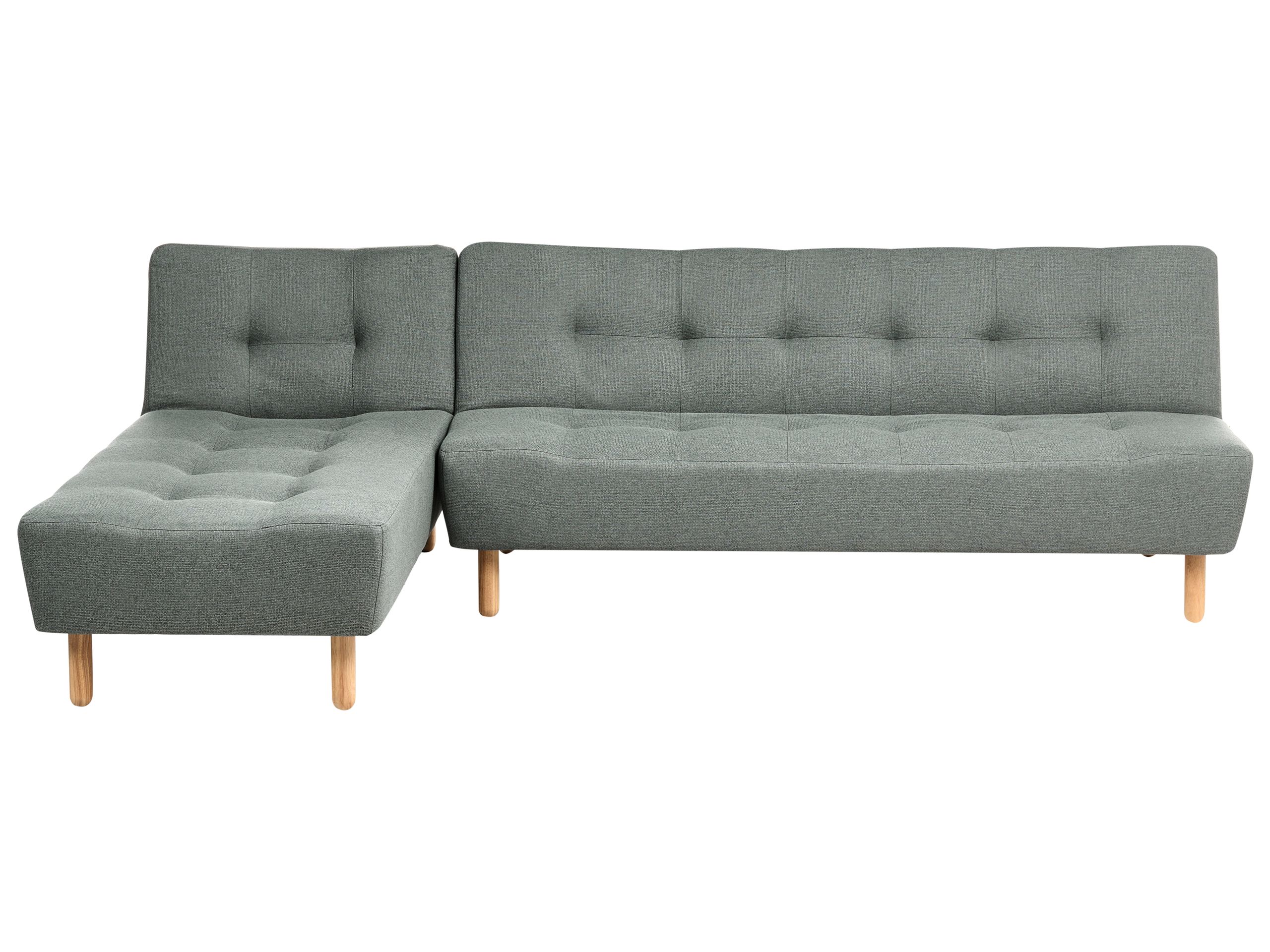 ANSTEL Fabric 4 Seater L Shaped Corner Sofa Bed - Green, Left Hand Facing