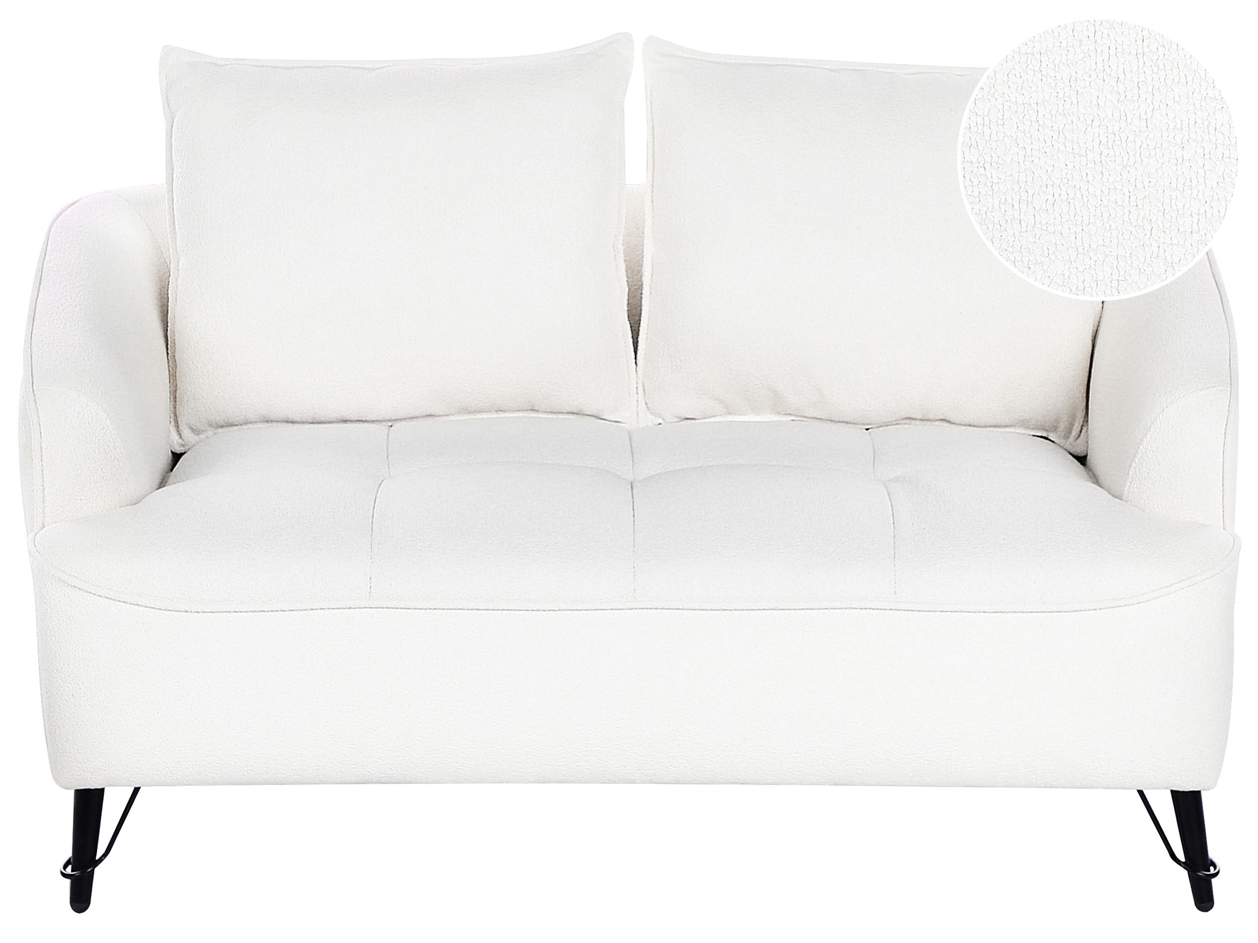 2 Seater Boucle Sofa White HOBRO