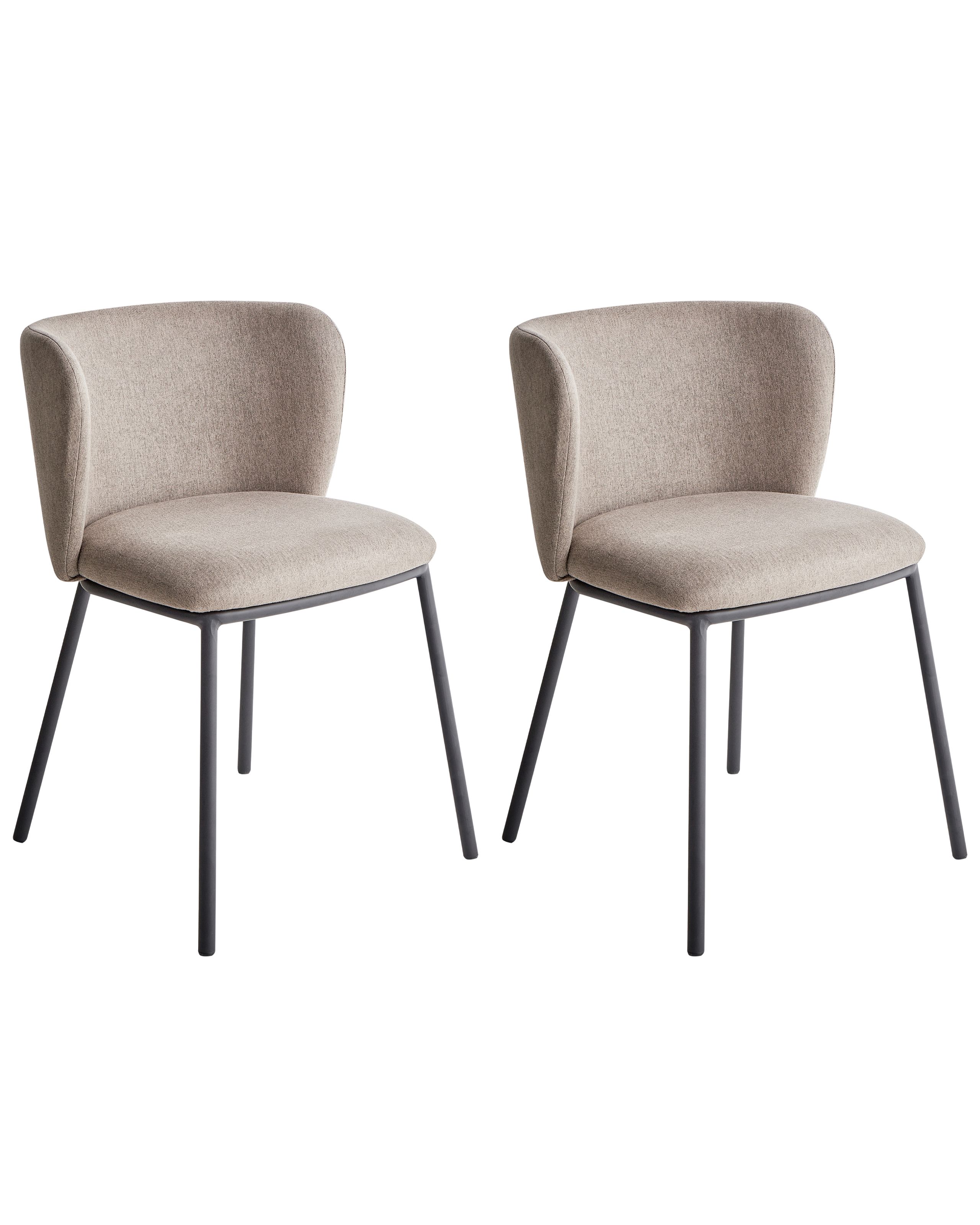 Set of 2 Dining Chairs MINA Fabric Taupe