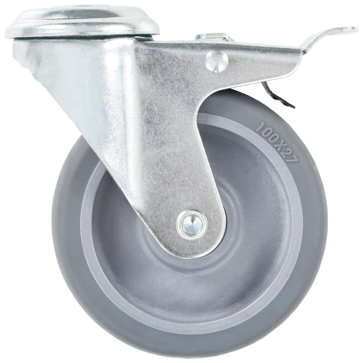 Bolt Hole Swivel Casters with Double Brakes 4 Pcs 100mm