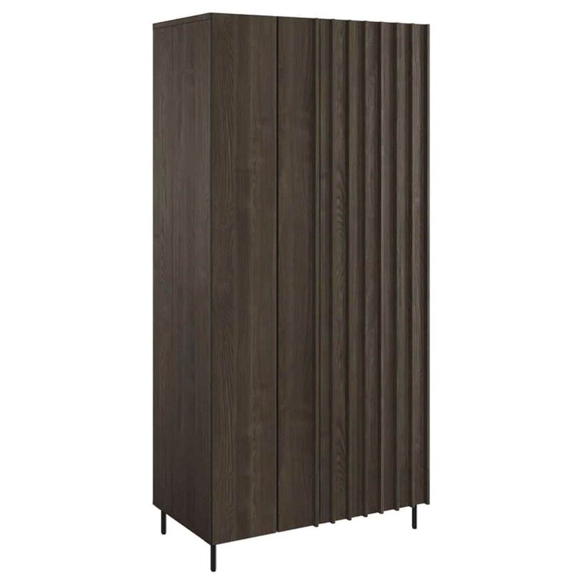 NIXIE 2 Door Wardrobe Portland Ash and Black - 92cm