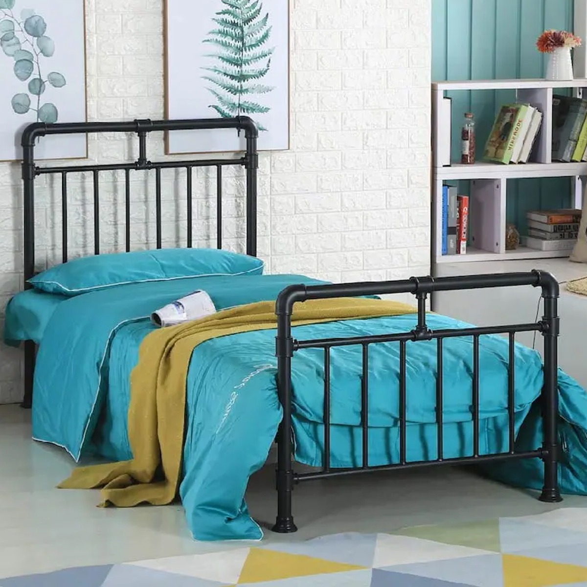 Industrial Look Metal PIPE Bed - Single 3ft - Black