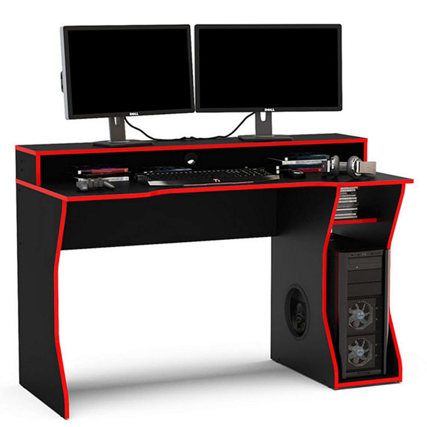 Enzo Ergonomic Design Gaming Computer Desk - Black and Red