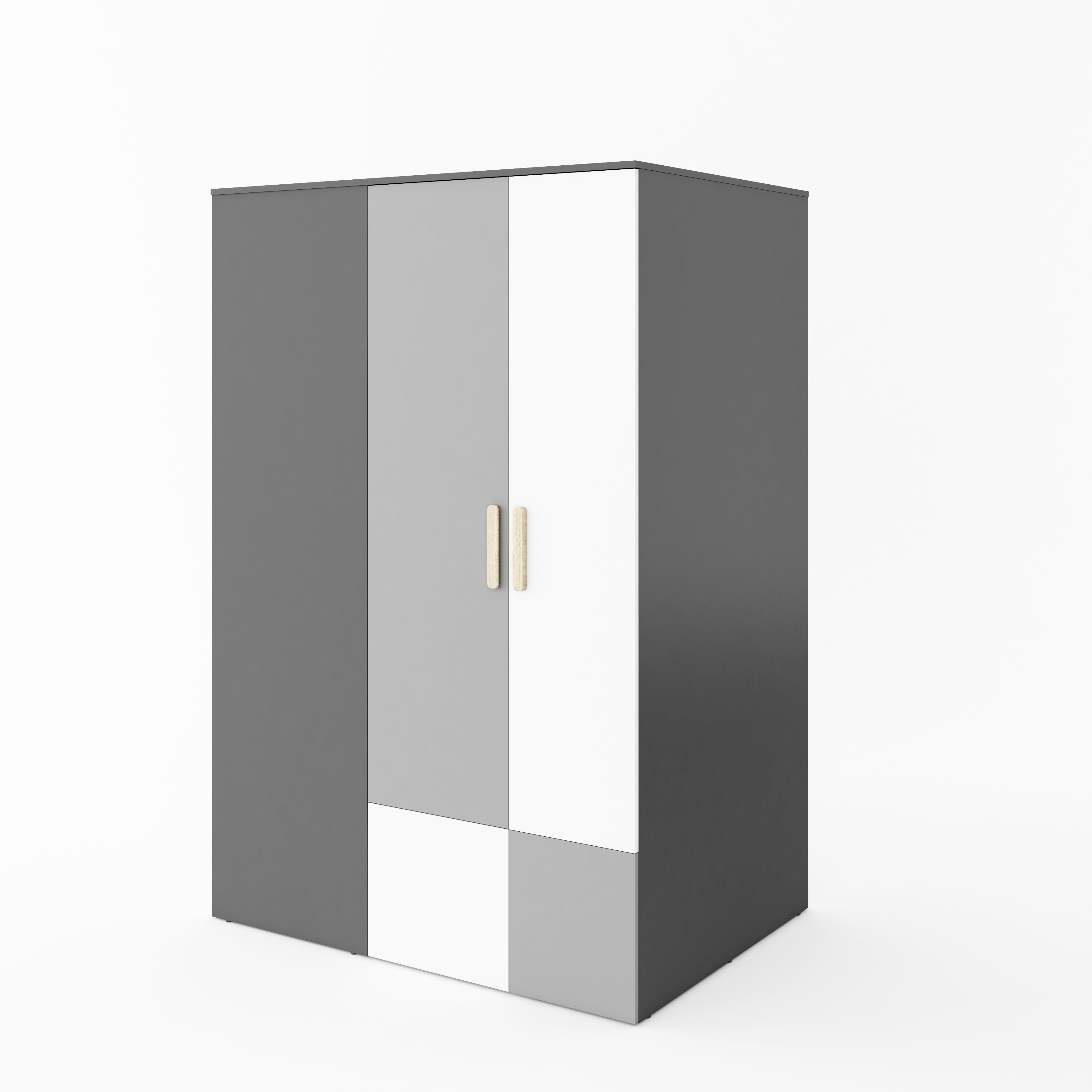 PEORIA 2 Door Mirrored Wardrobe Grey and White Matt Right Side - 130cm