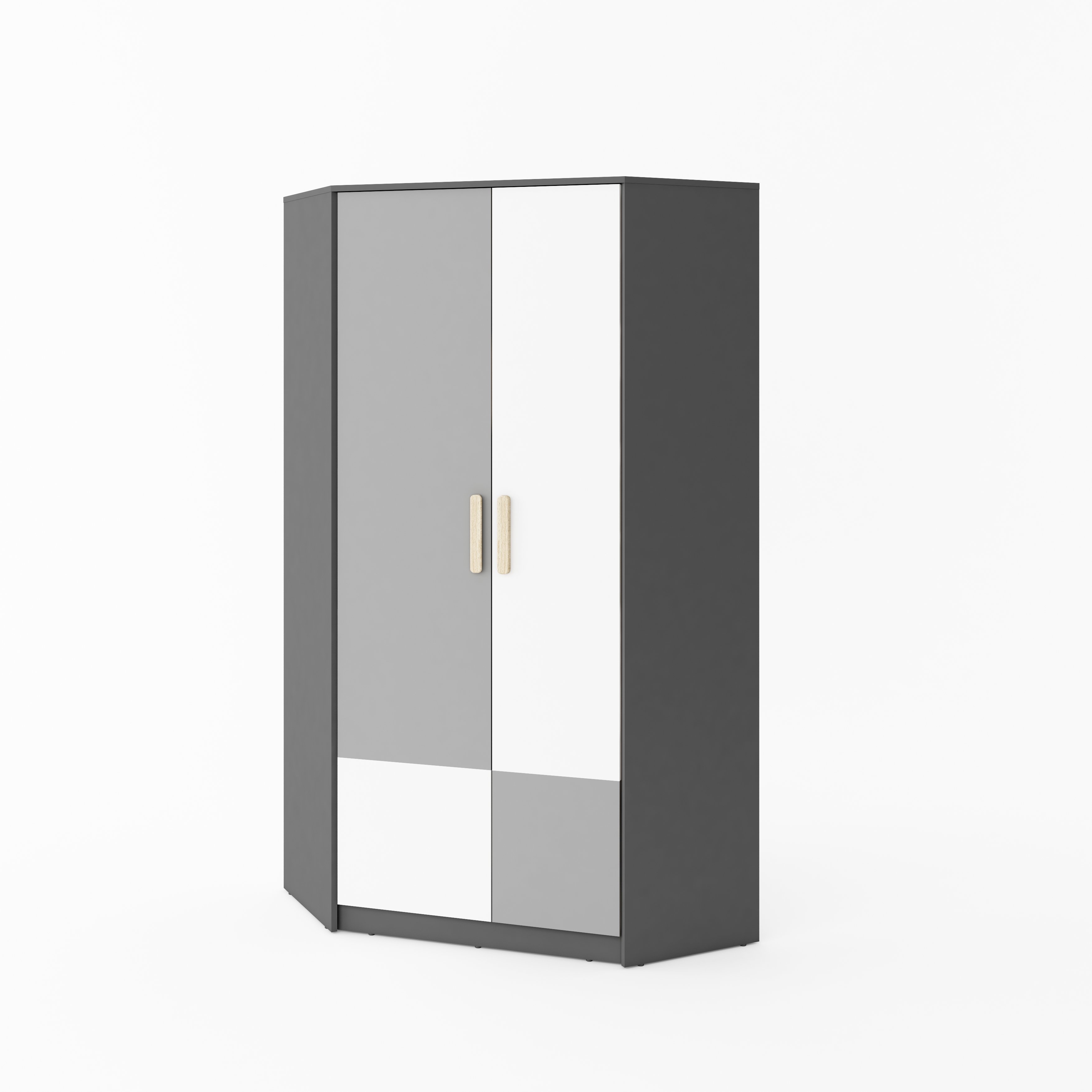 PORTO 2 Door Corner Wardrobe Grey and White - 95cm