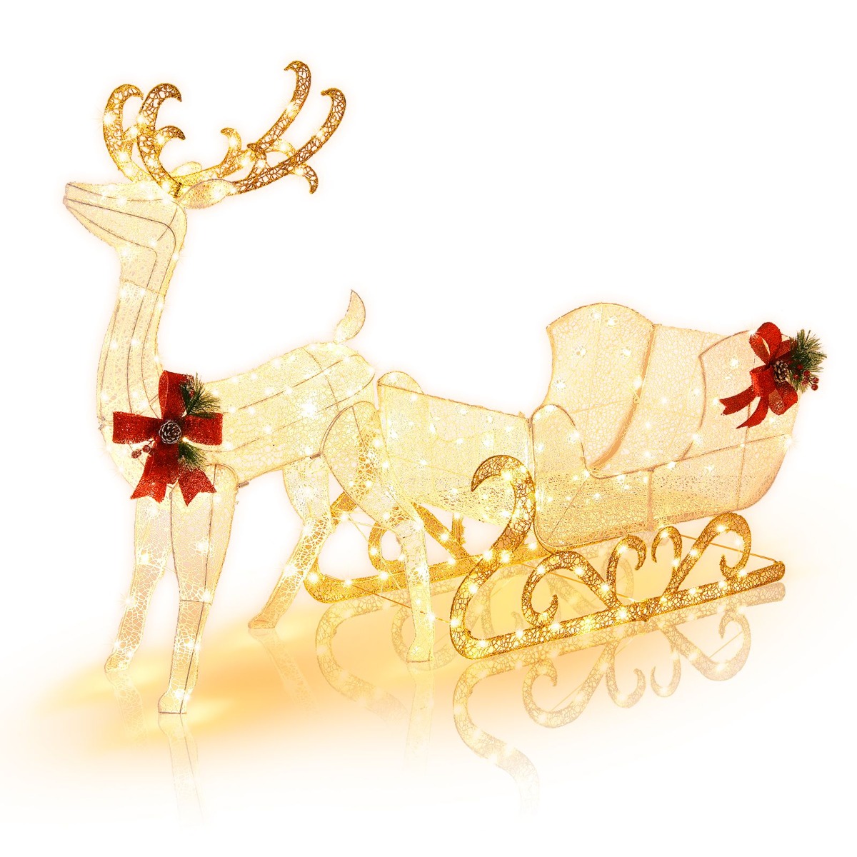 Pre-lit Christmas Reindeer and Sleigh - 215 Lights