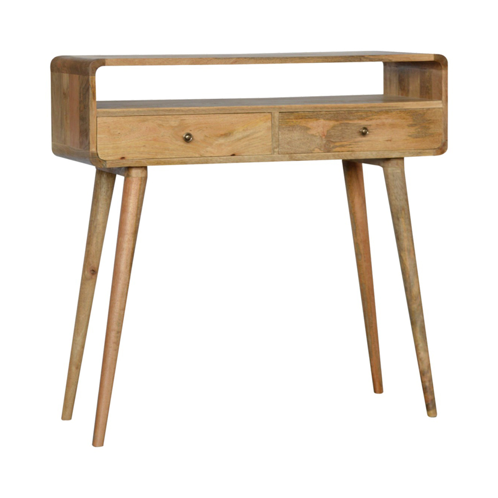 Curved Oak-ish Console Table