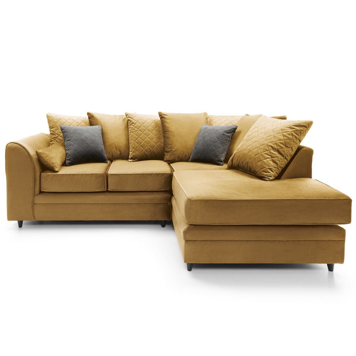 NIOMI Velvet 4 Seater L Shaped - Right Hand Facing Corner Sofa - Antique Gold