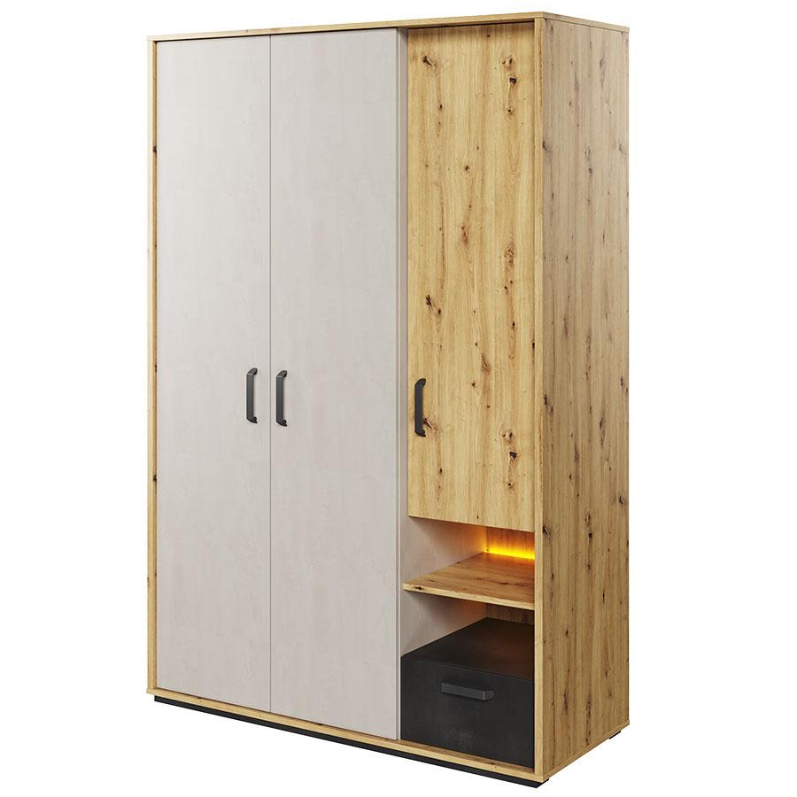 QUAKER 3 Door Wardrobe Medium Oak - 130cm